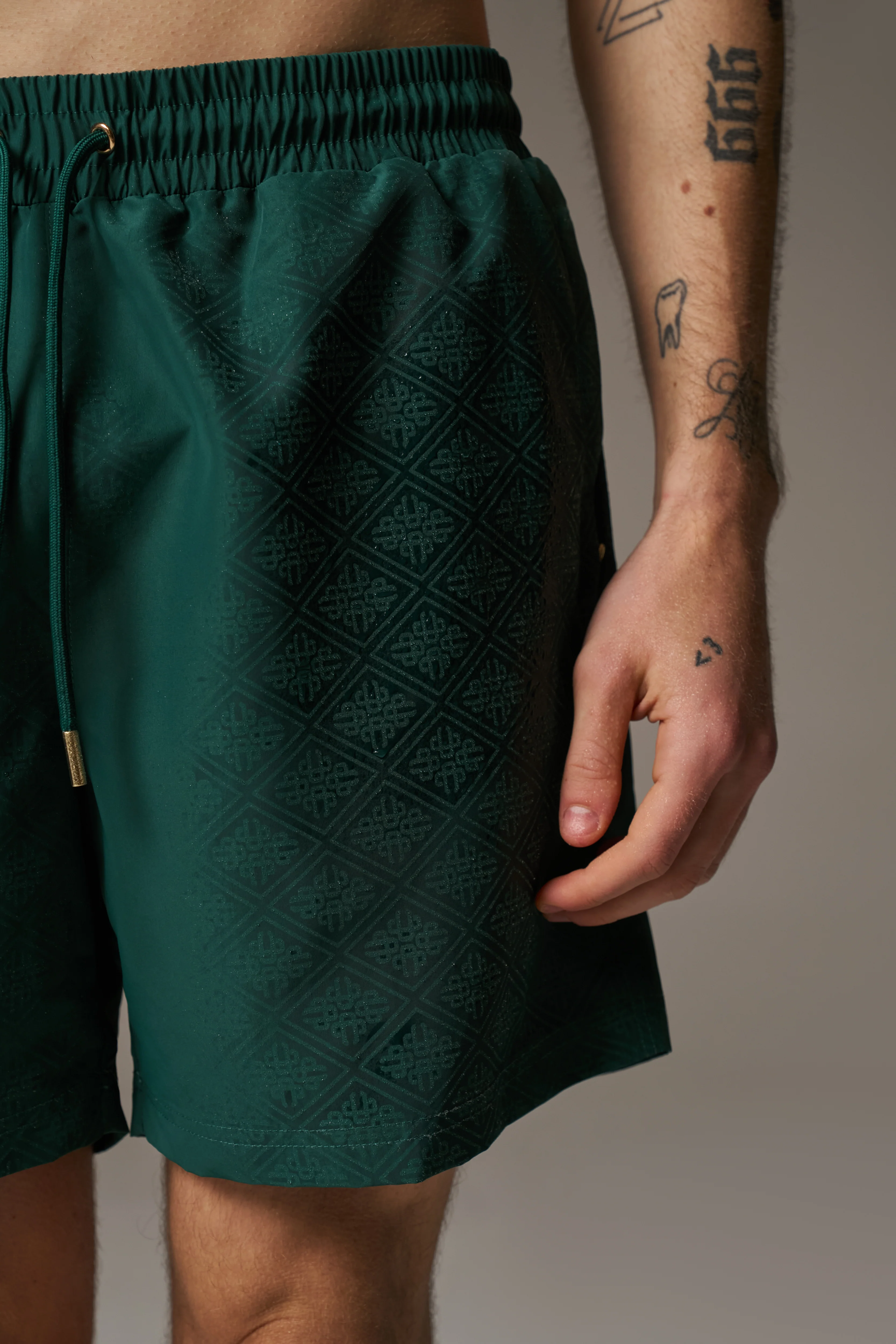 WATER REACTIVE EMBLEM SWIM SHORT - GREEN