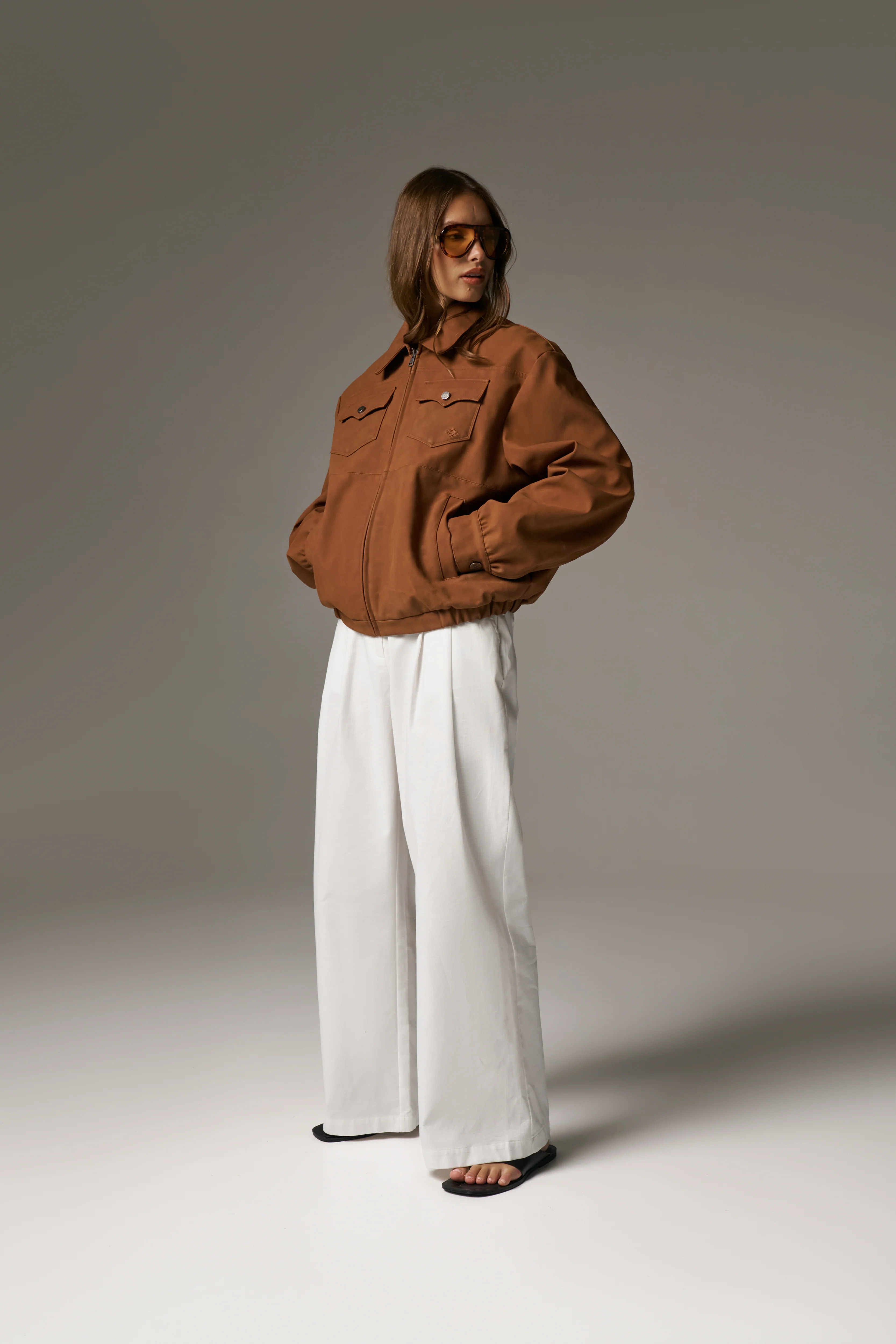 OVERSIZED FAUX SUEDE WESTERN JACKET - TAN