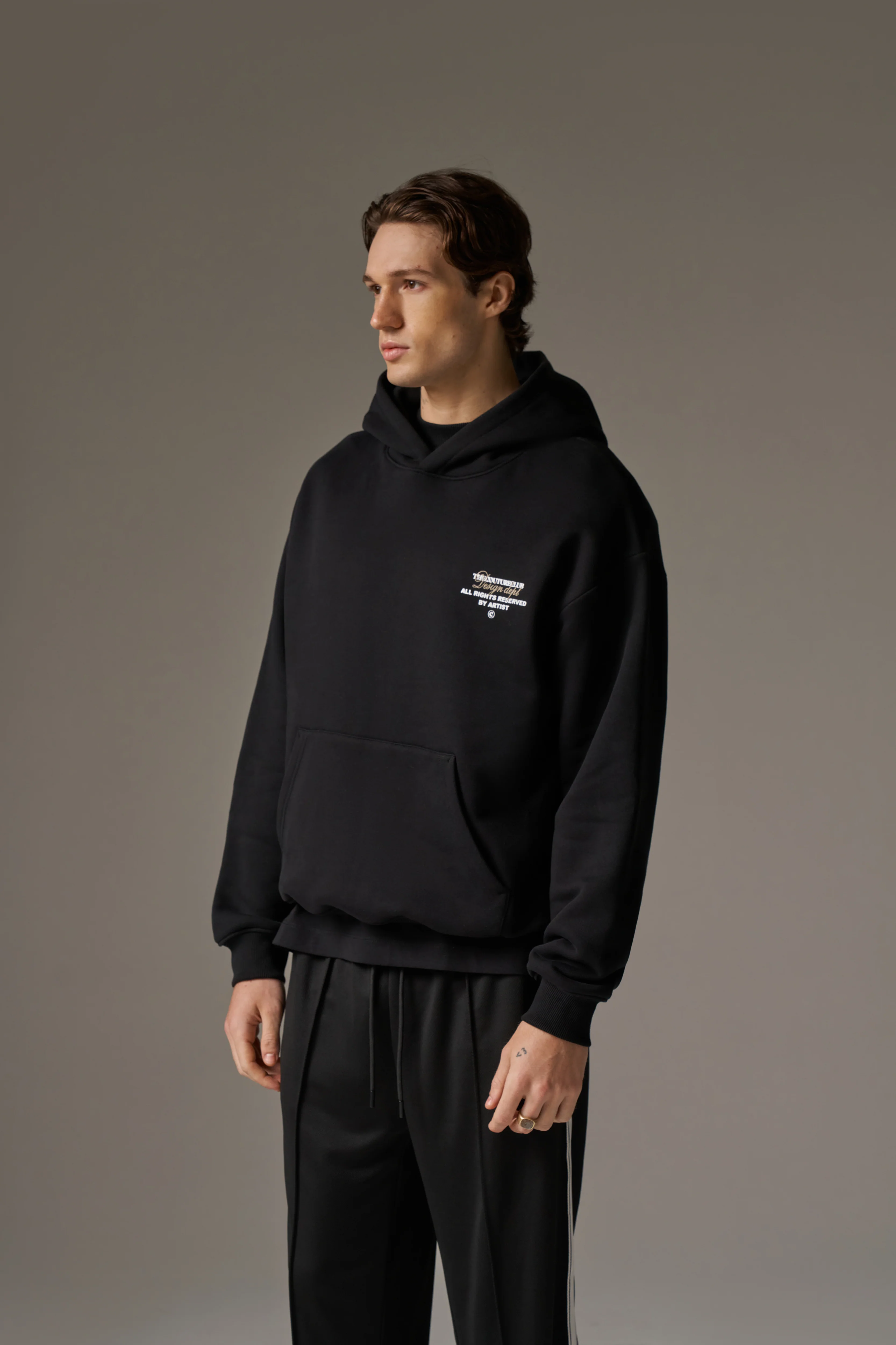 DESIGN DEPARTMENT CHEST PRINT HOODIE - BLACK