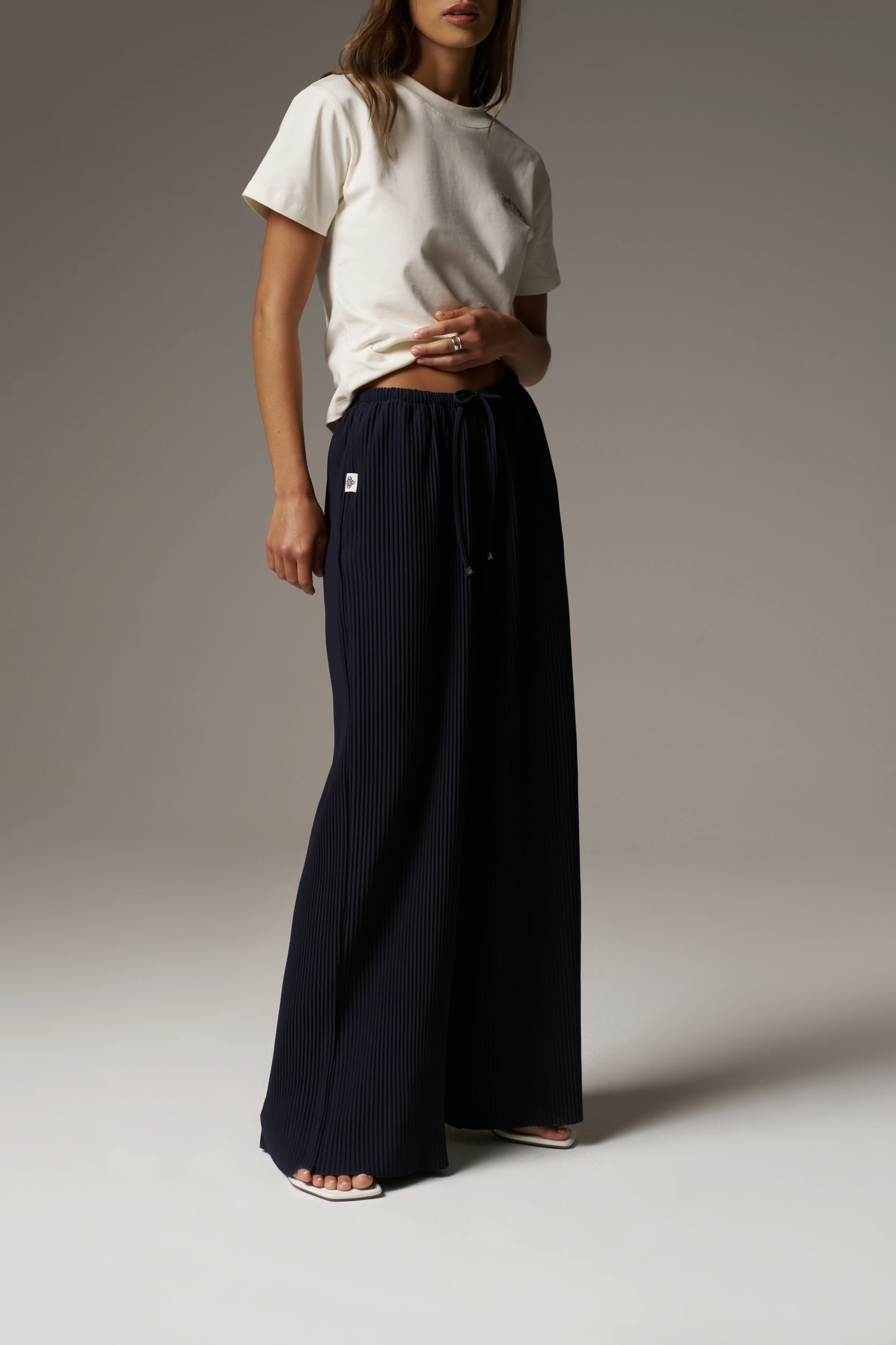 PLISSE TROUSERS - NAVY