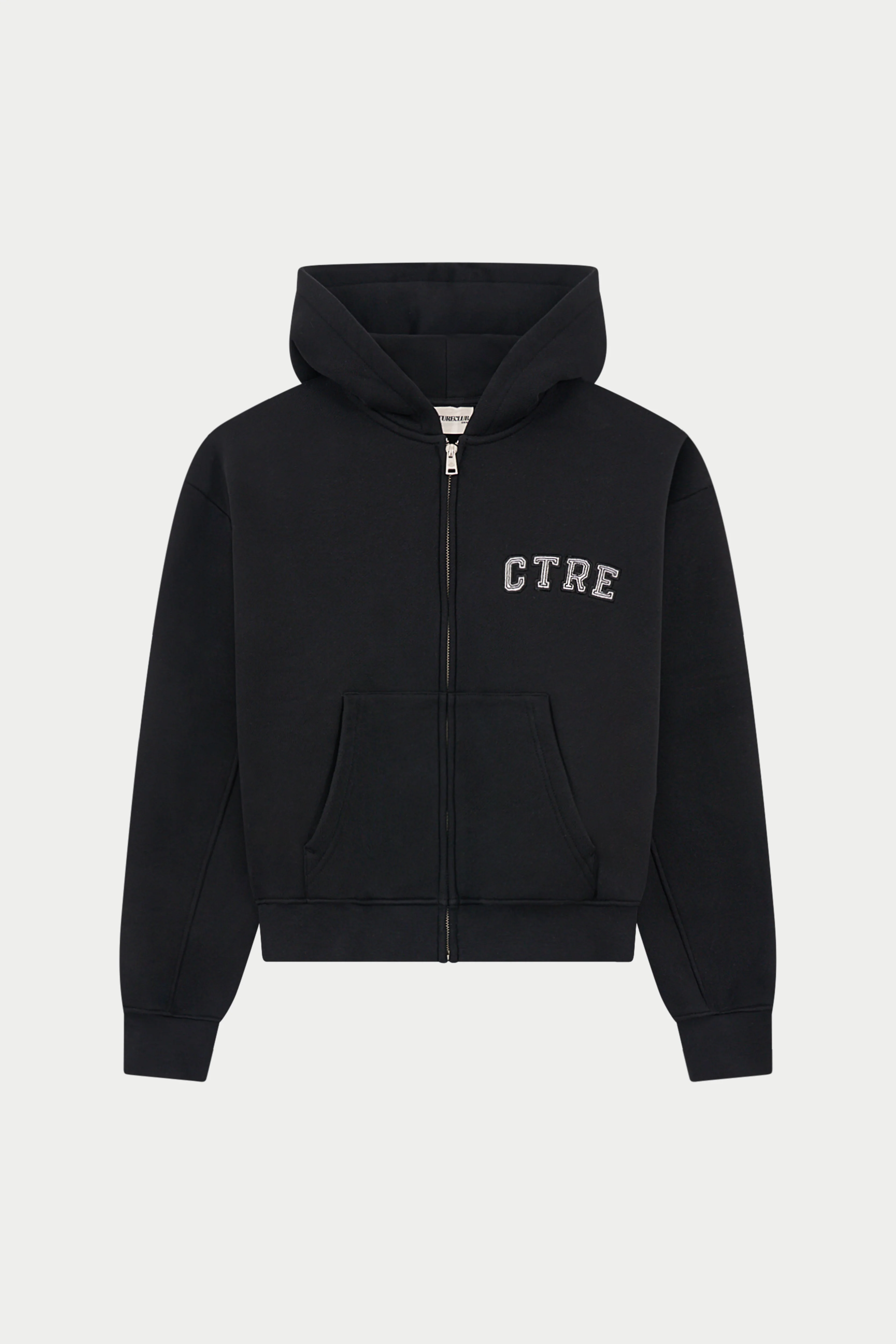 CTRE ZIP THROUGH RELAXED HOODIE - BLACK