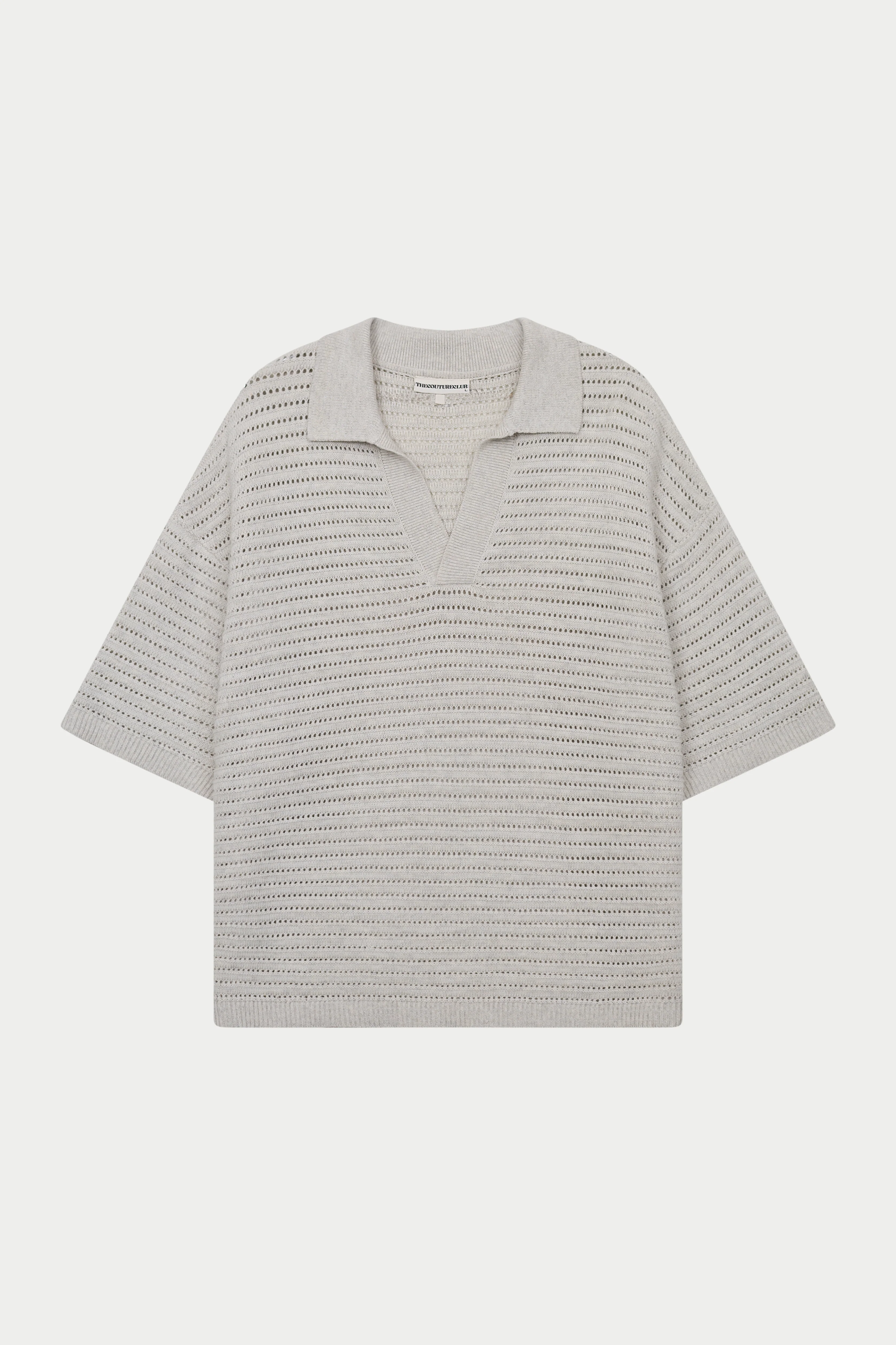 KNITTED POLO SHIRT - LIGHT GREY