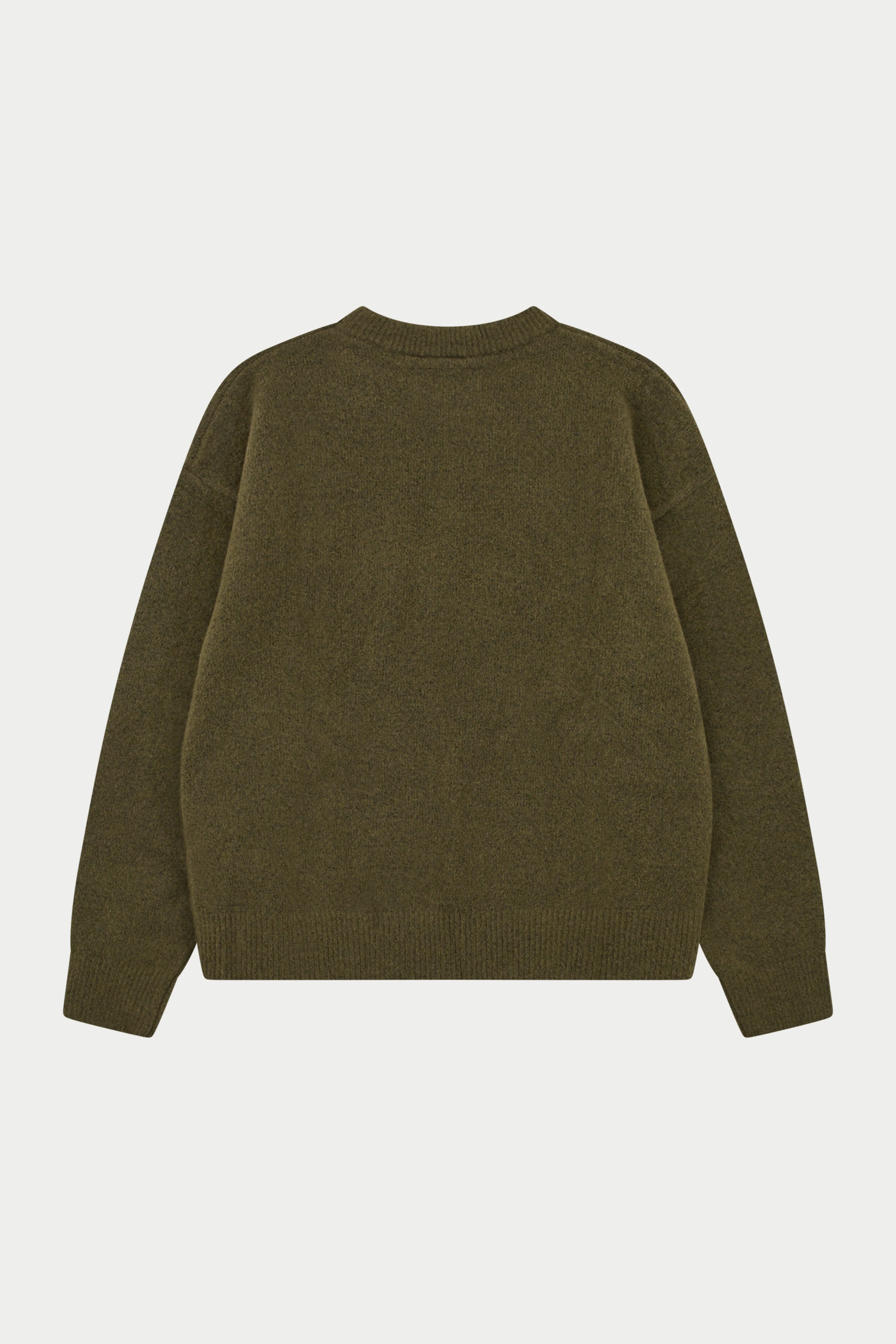MONOGRAM EMBLEM FLUFFY KNIT CREW - KHAKI