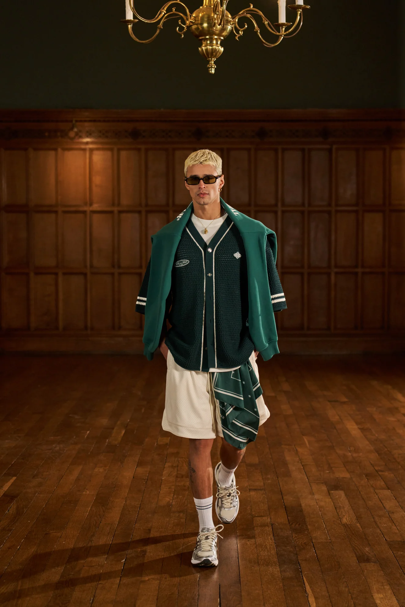 CROCHET KNITTED BASEBALL SHIRT - GREEN