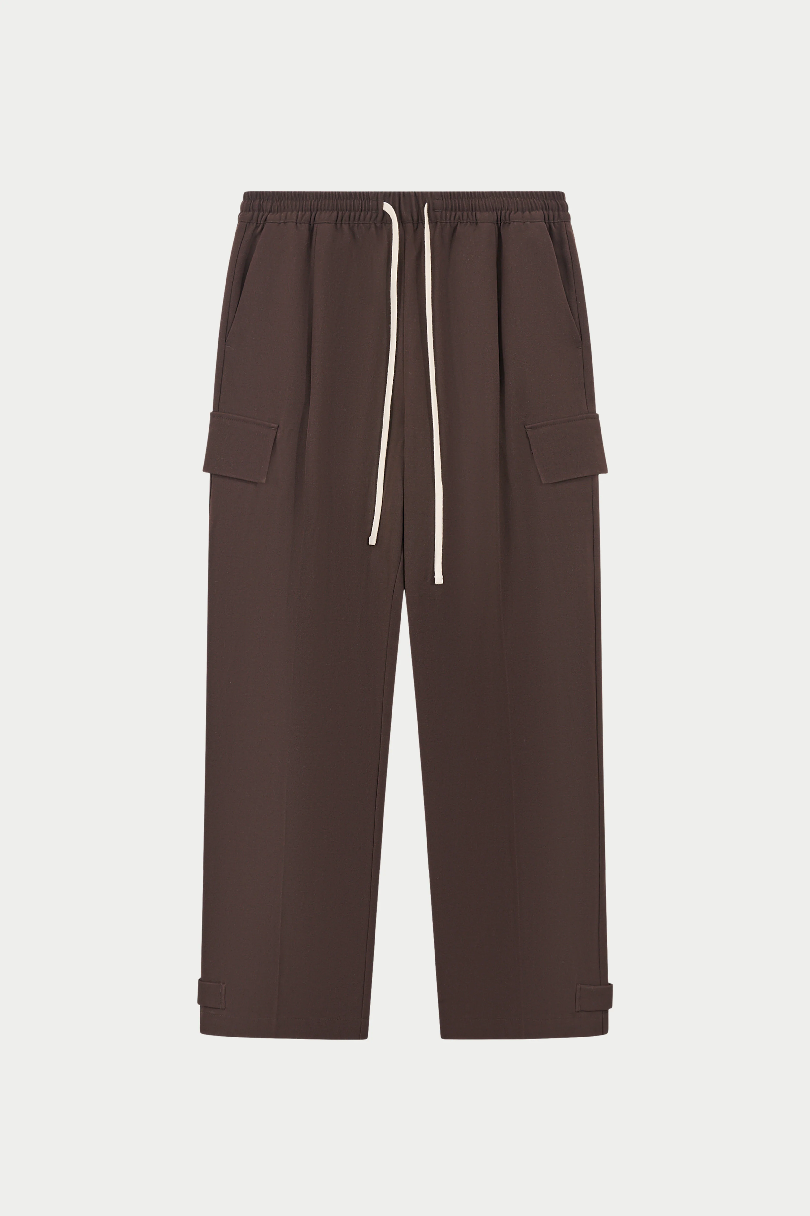 PLEATED WIDE LEG TROUSER - CHOCOLATE