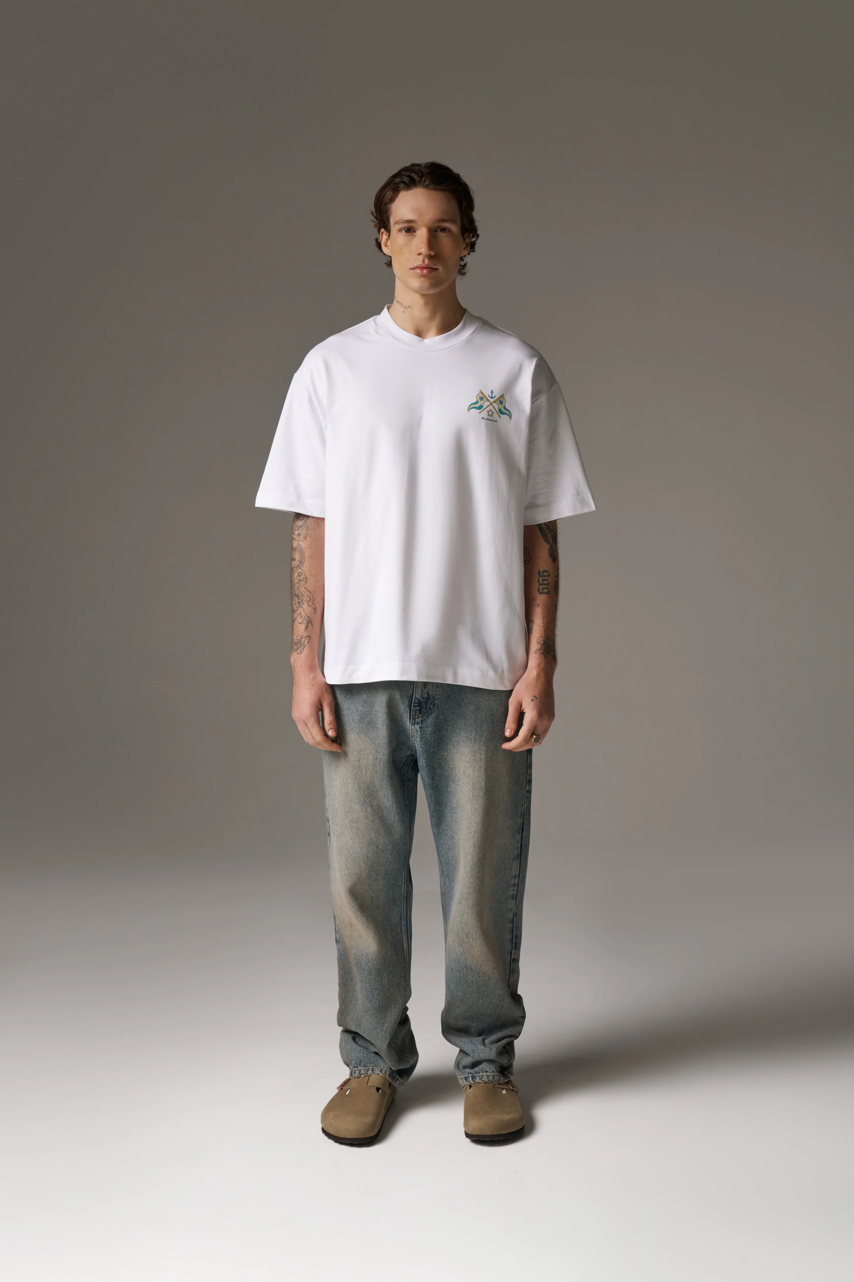 WATERCOLOUR YACHT CLUB PRINTED T-SHIRT - WHITE