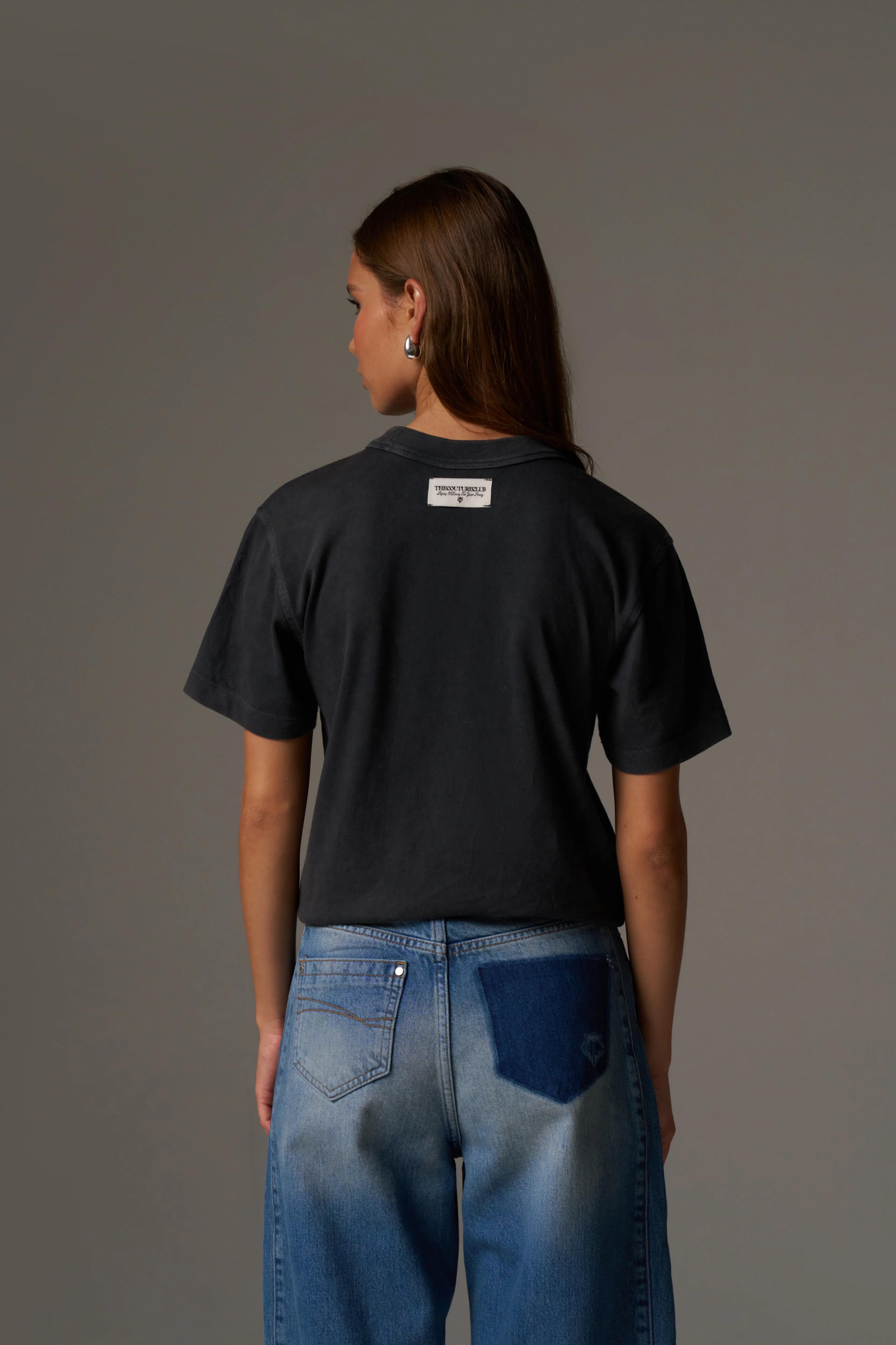 SHADOW PRINT EMBLEM T-SHIRT - WASHED BLACK