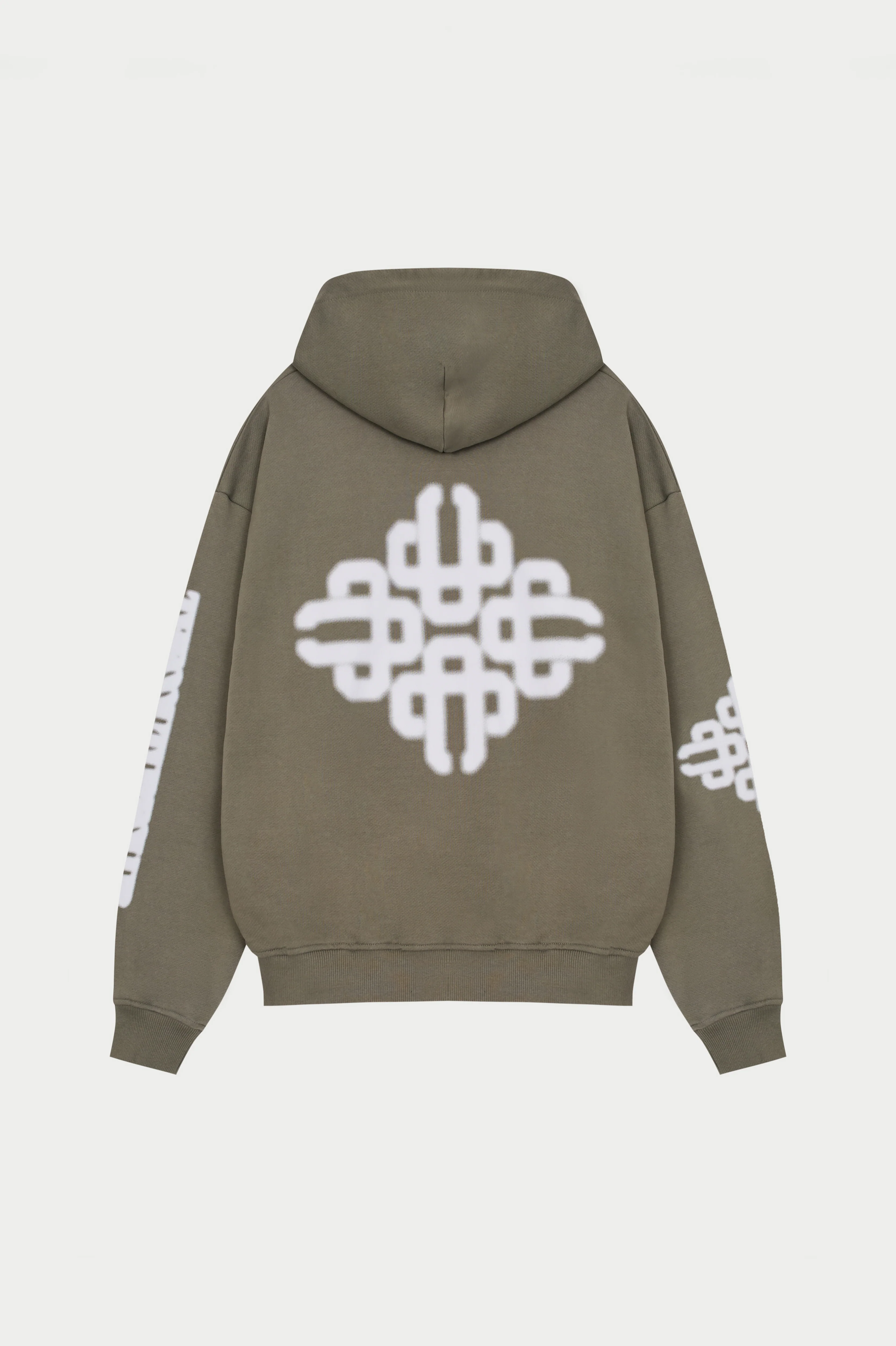 BLURRED EMBLEM GRAPHIC HOODIE - KHAKI