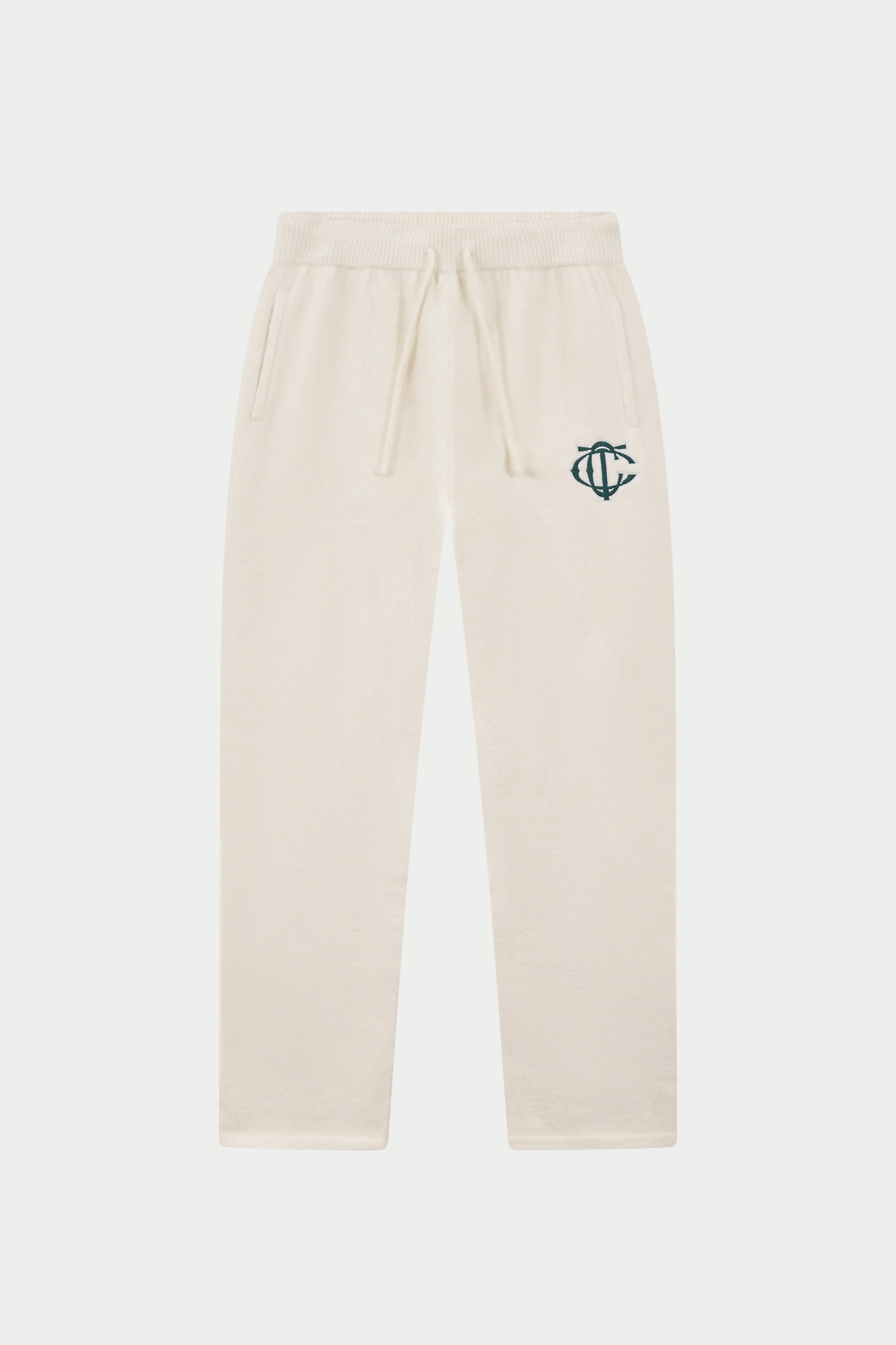 MONOGRAM EMBLEM KNITTED JOGGERS - OFF WHITE