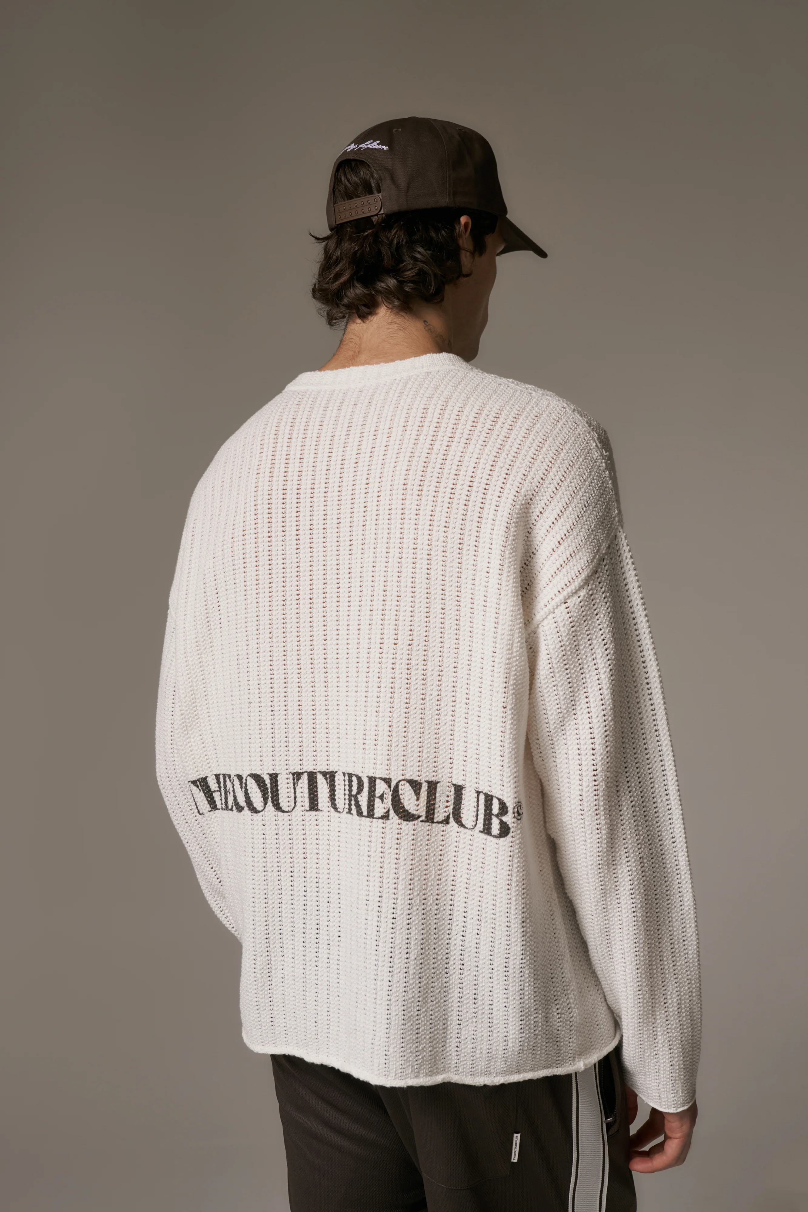 COPYRIGHT CROCHET LONG SLEEVE T-SHIRT - WHITE