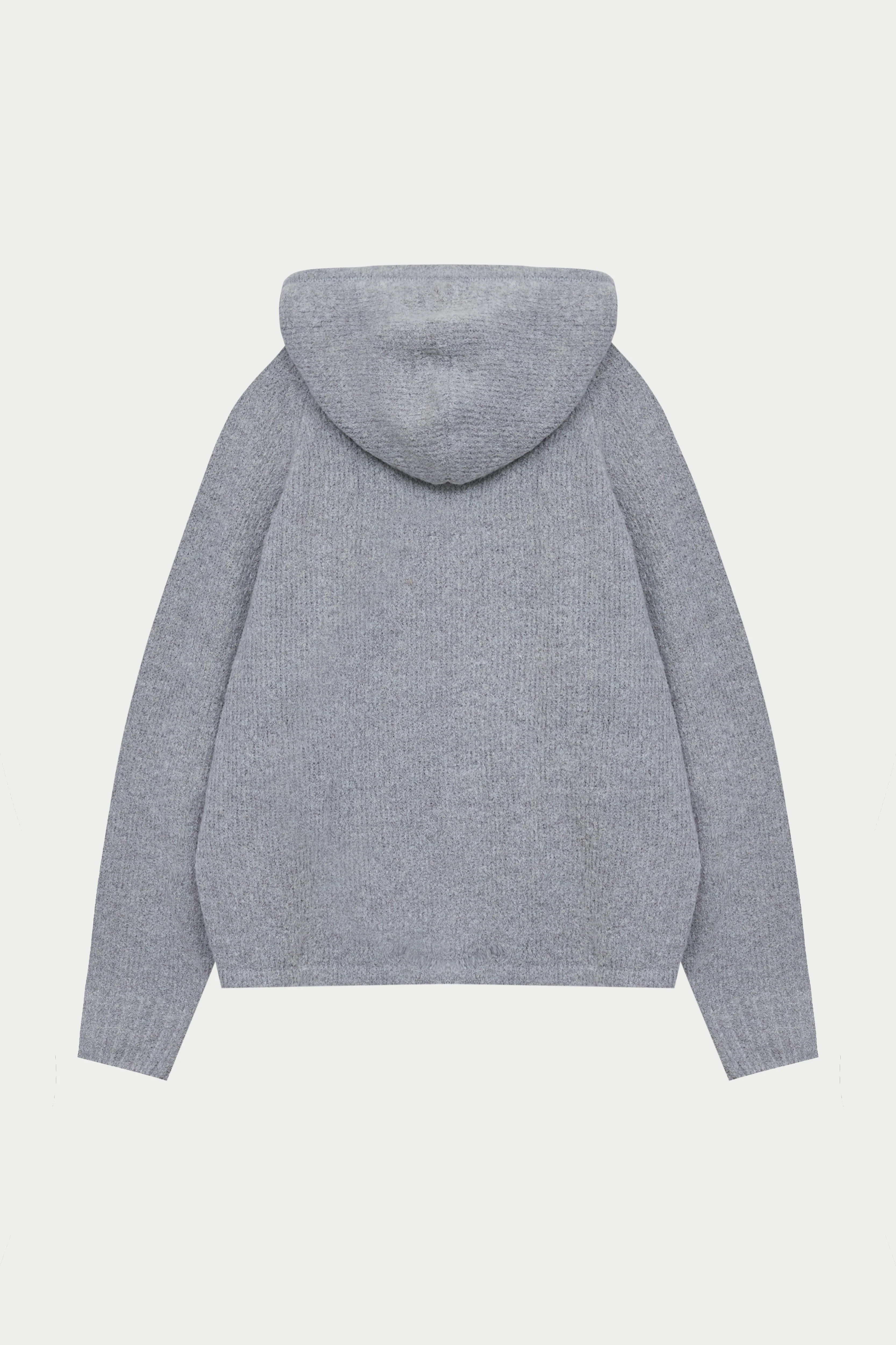 BOUCLE KNIT HOODIE - GREY MARL
