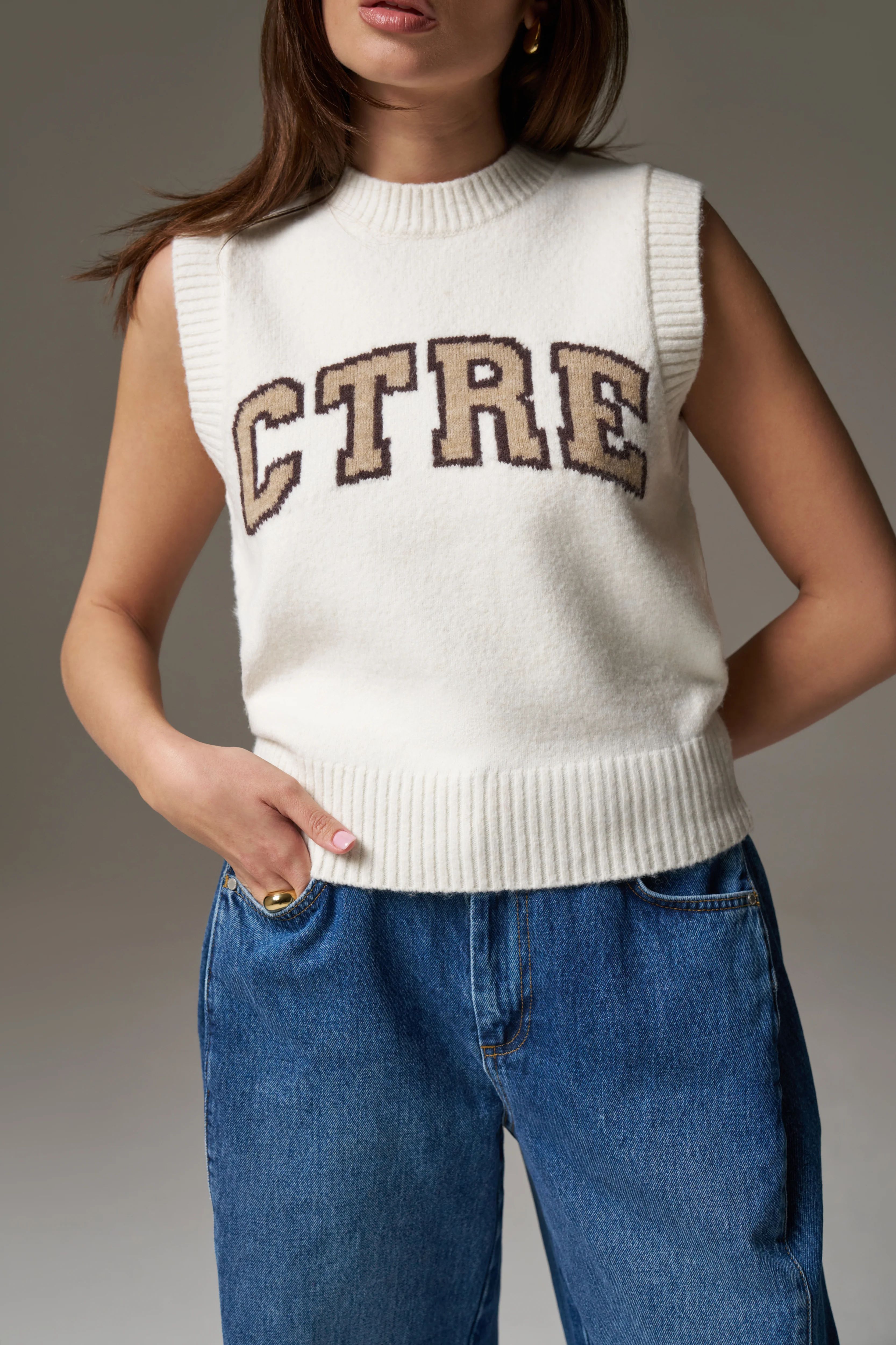 CTRE KNITTED VEST - OFF WHITE