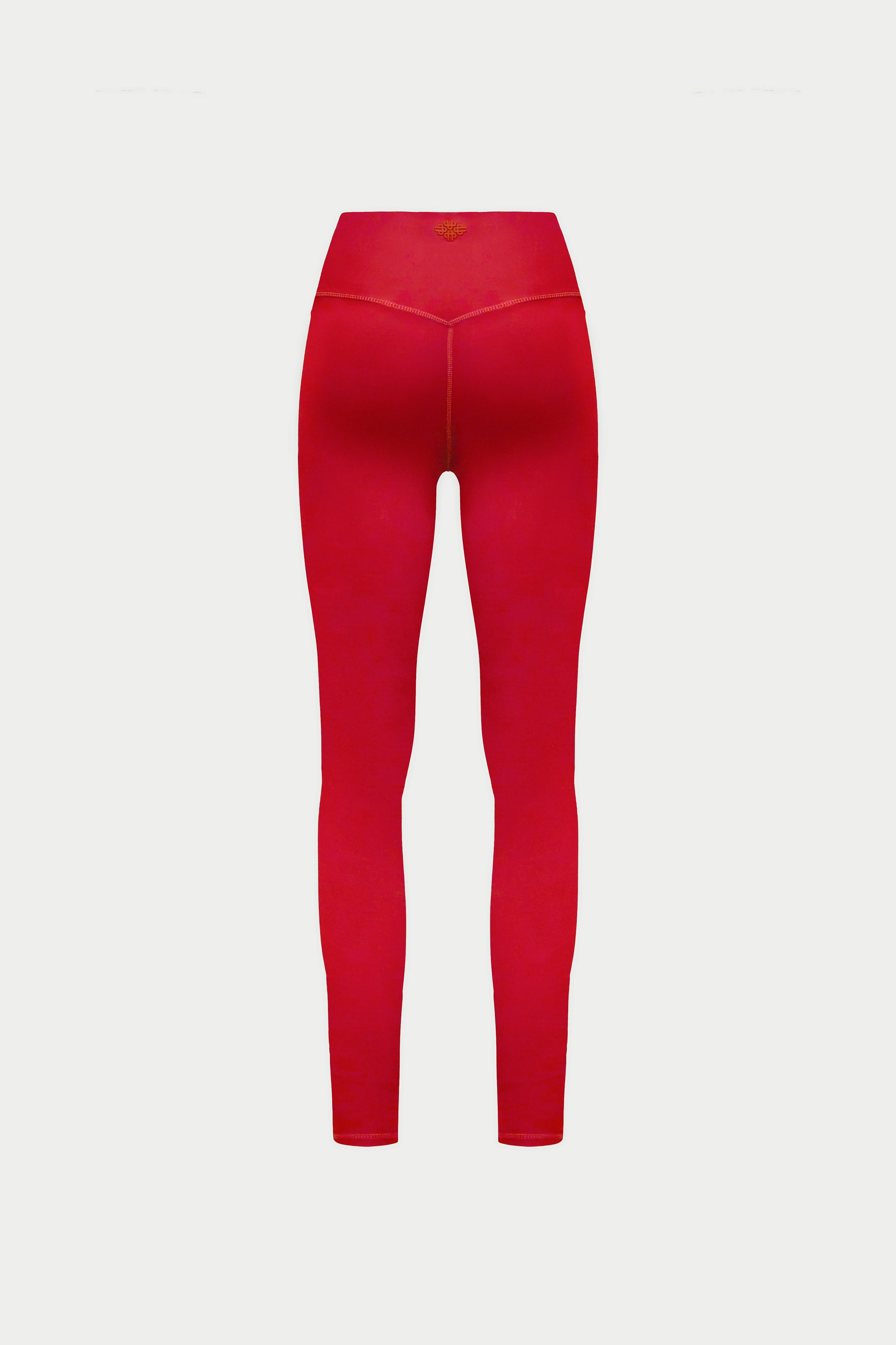 SCULPTING STRETCH EMBLEM LEGGINGS - RED