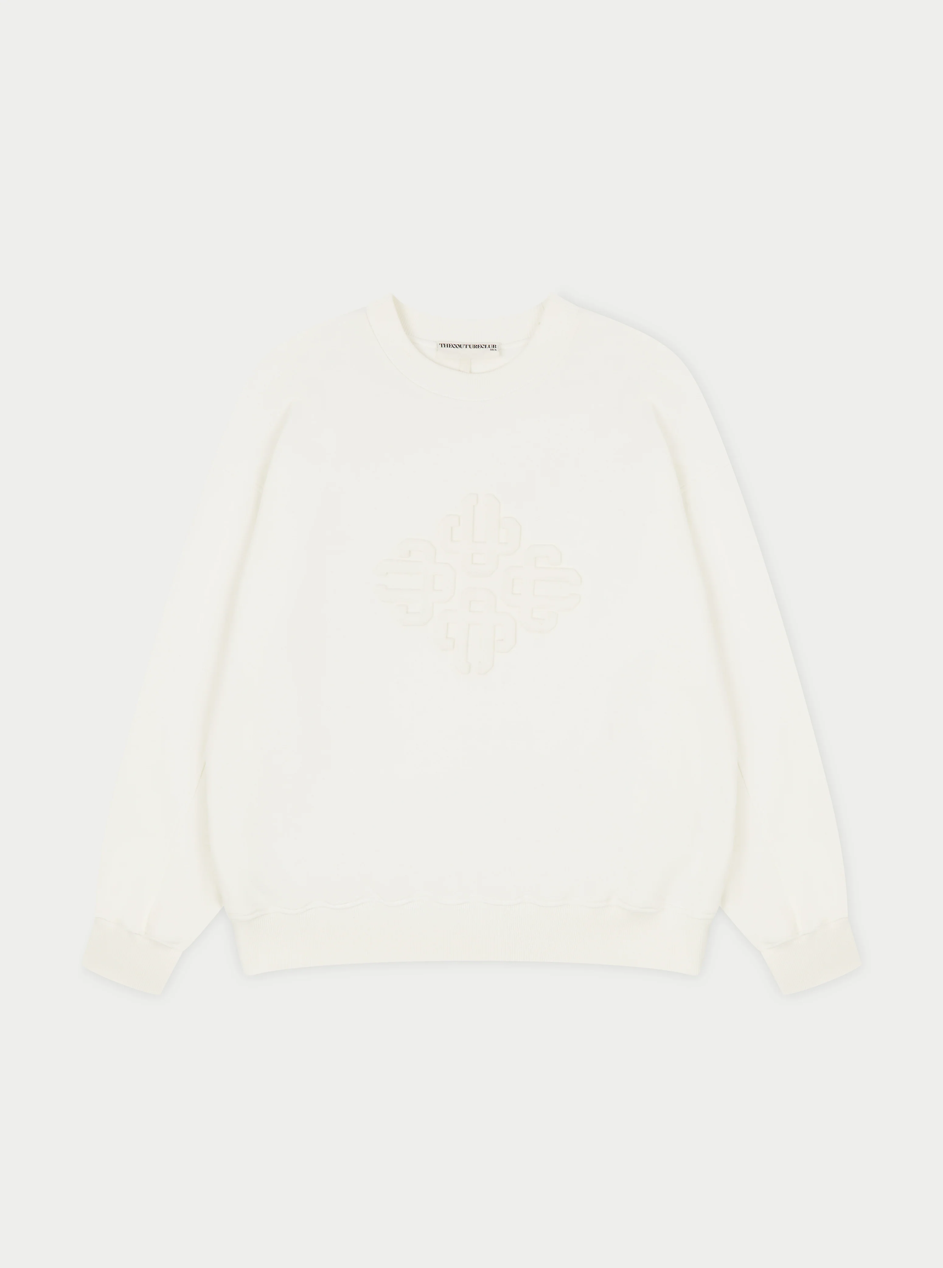 EMBLEM EMBOSSED OVERSIZED SWEATSHIRT - OFF WHITE