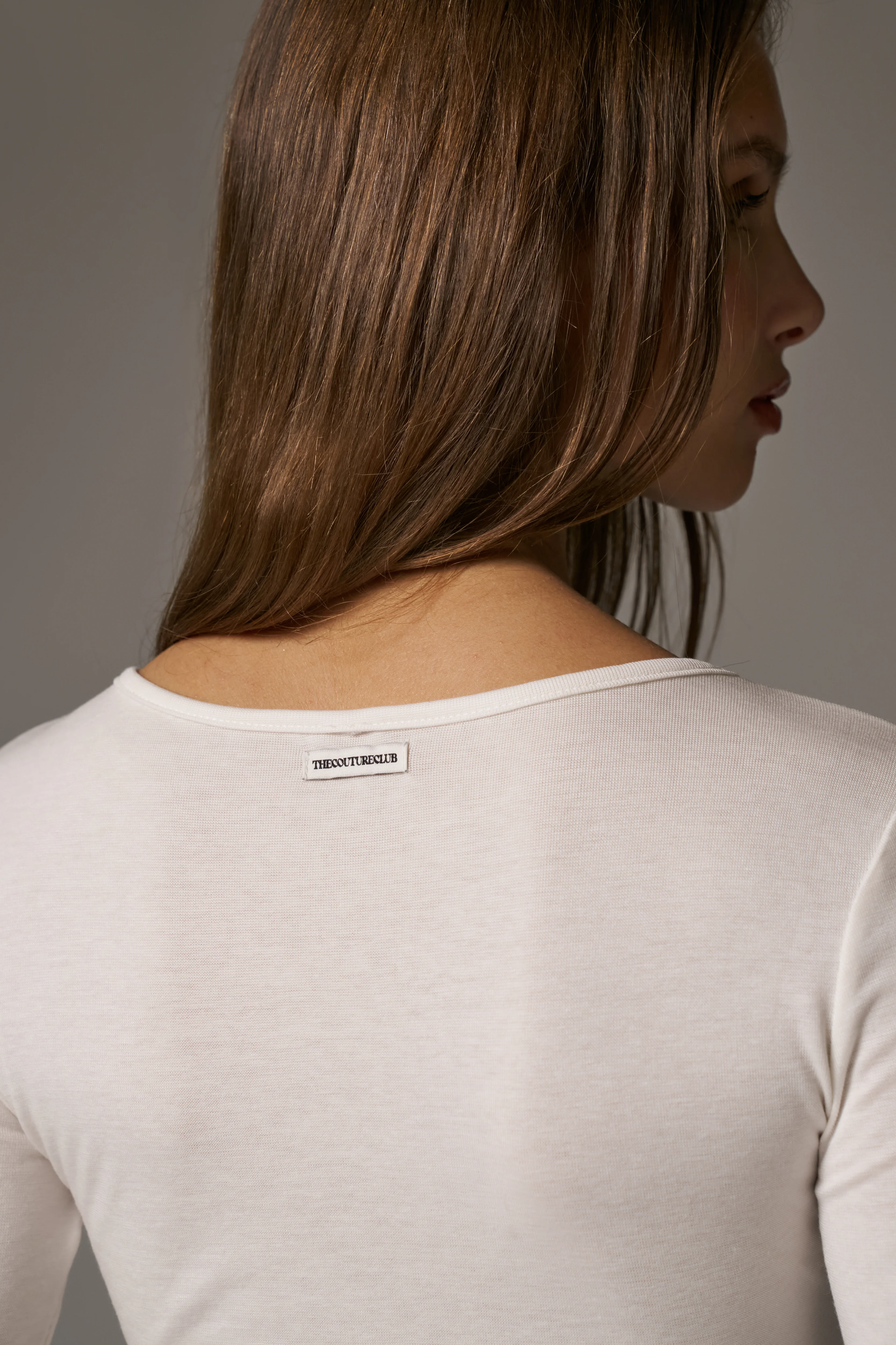 LONG SLEEVE SLUB TOP - WHITE