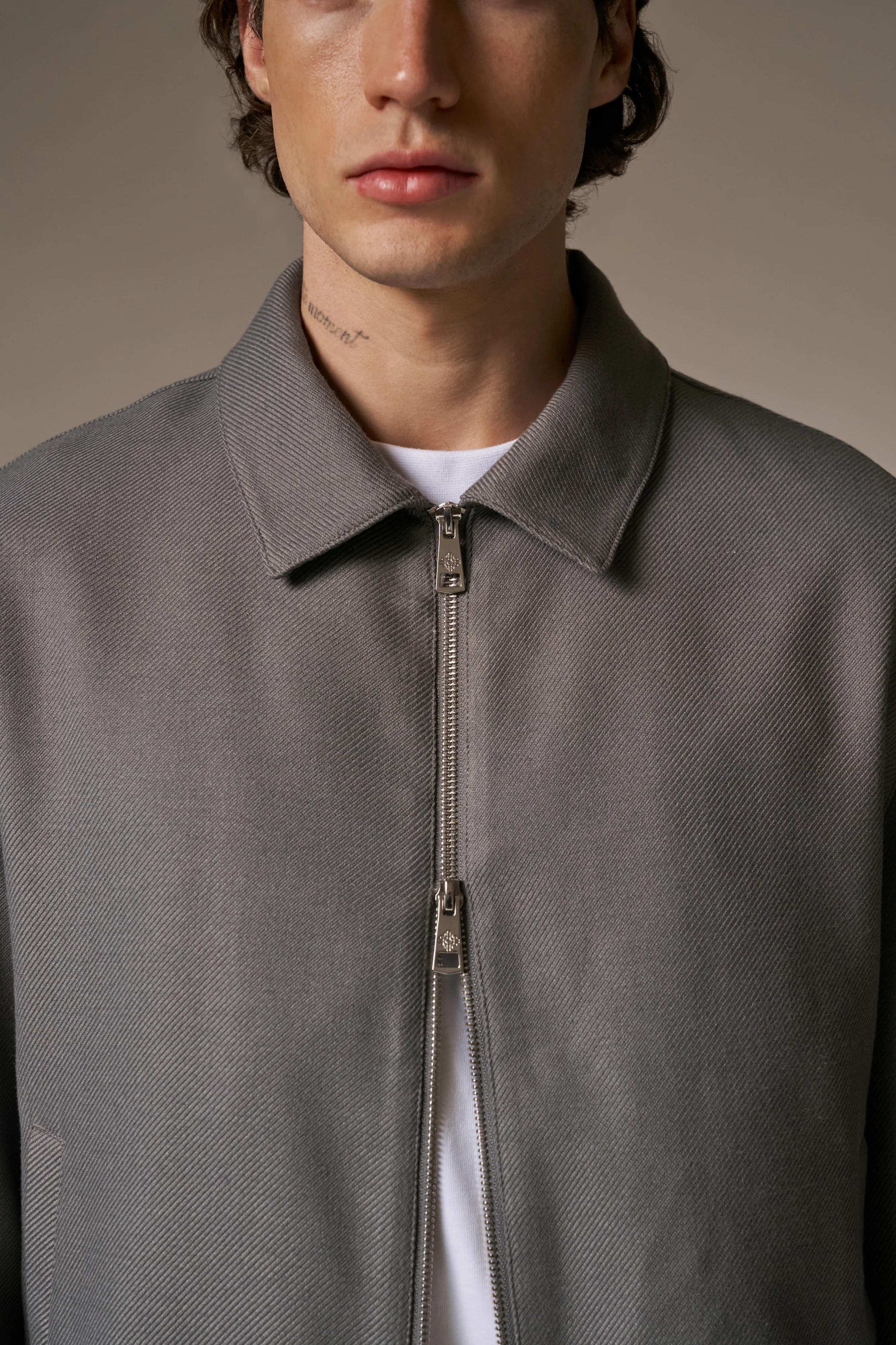 TAILORED WOOL BLEND JACKET - GREY MARL