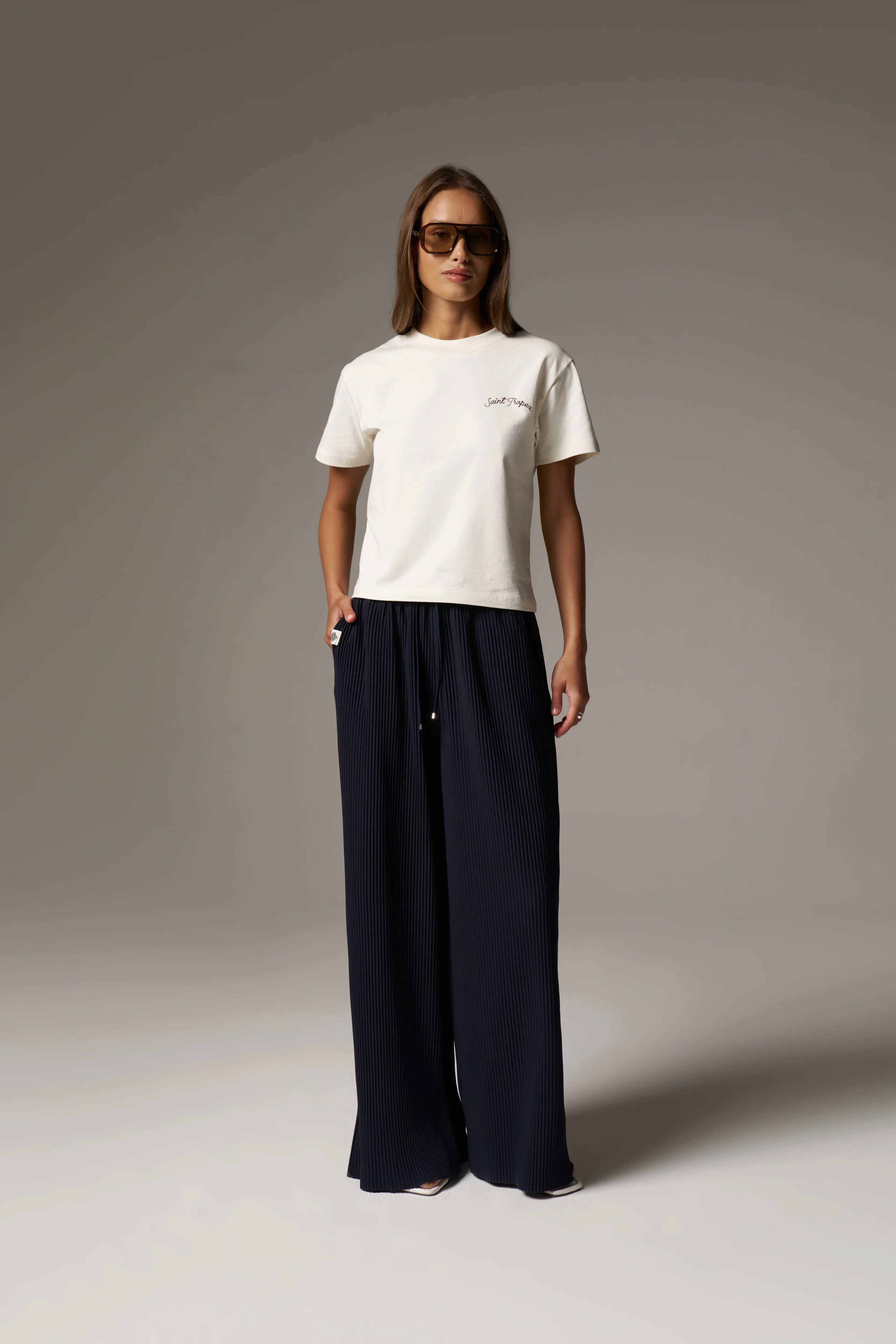 PLISSE TROUSERS - NAVY