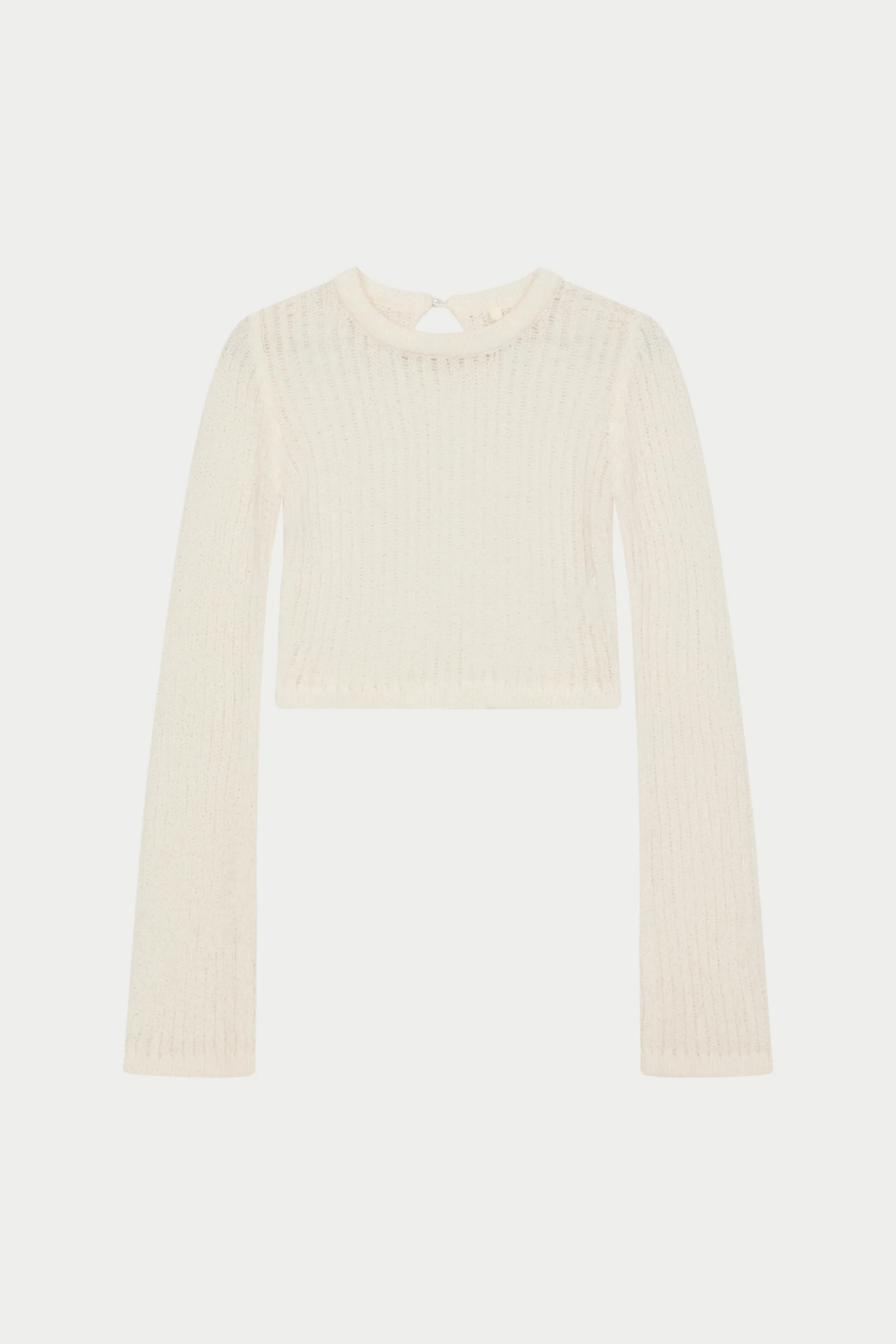 LADDER KNIT LONG SLEEVE TOP - CREAM