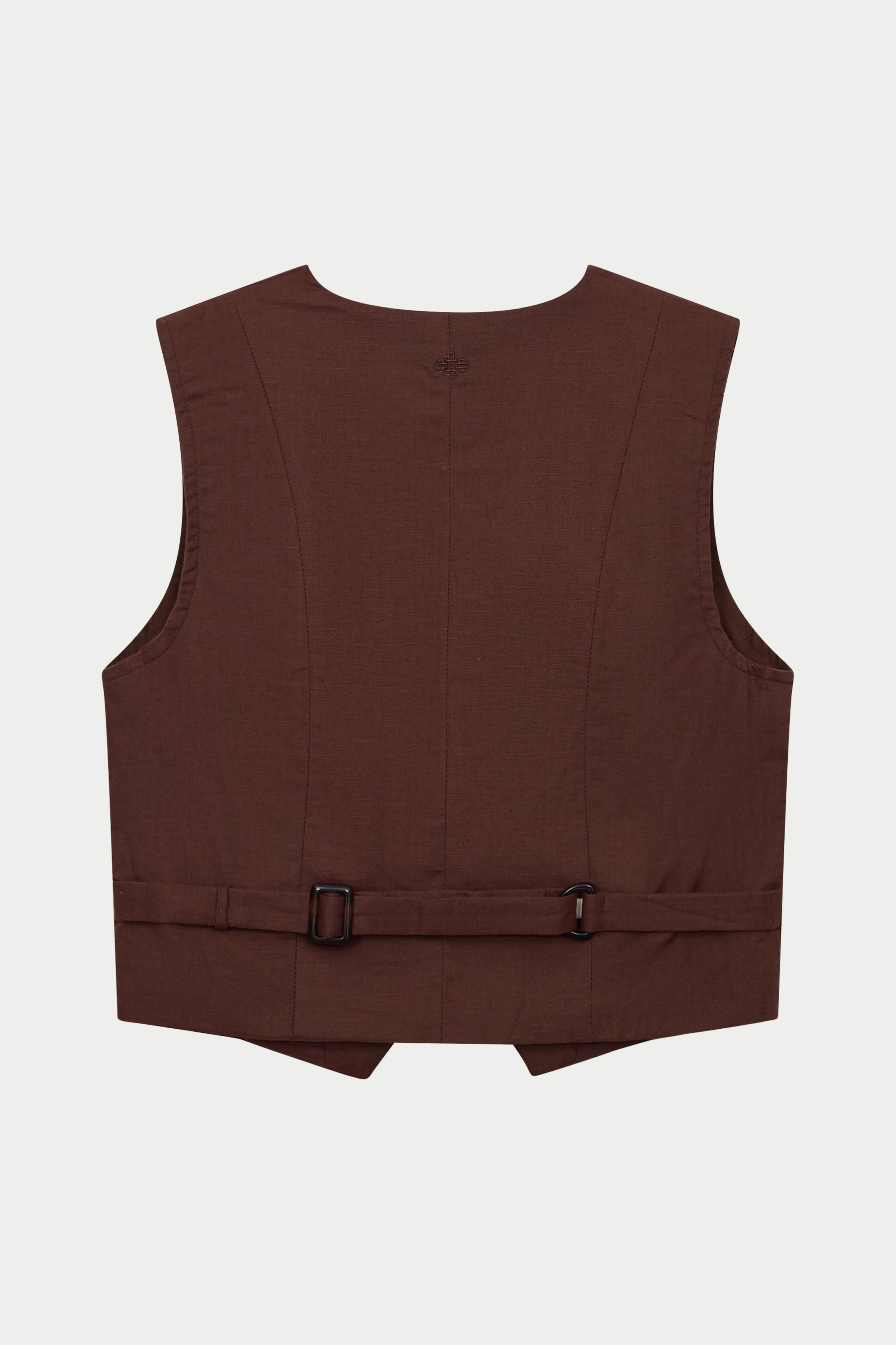 LINEN BLEND WAISTCOAT - CHOCOLATE