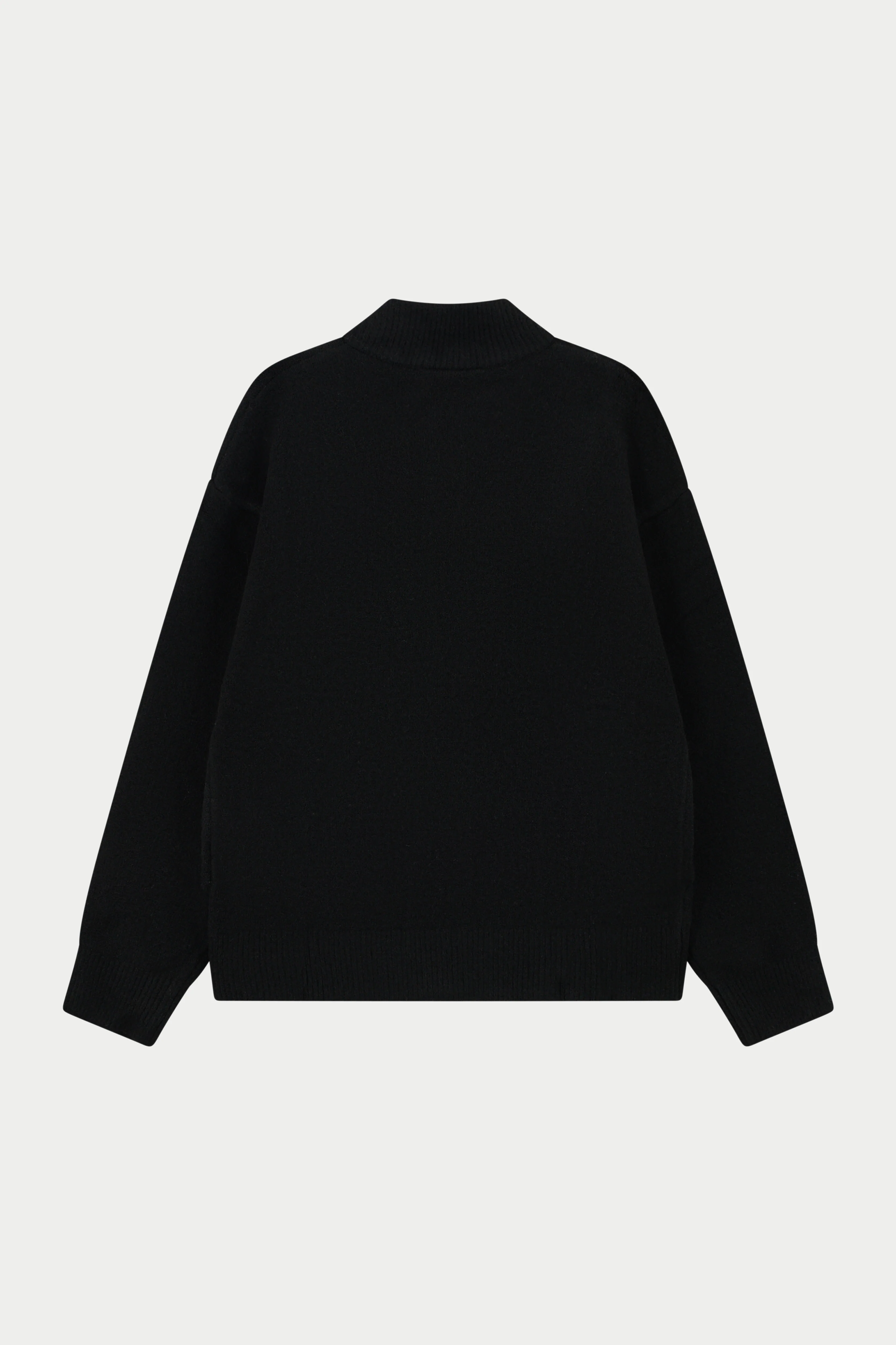 MONOGRAM EMBLEM FLUFFY KNIT ZIP THROUGH - BLACK