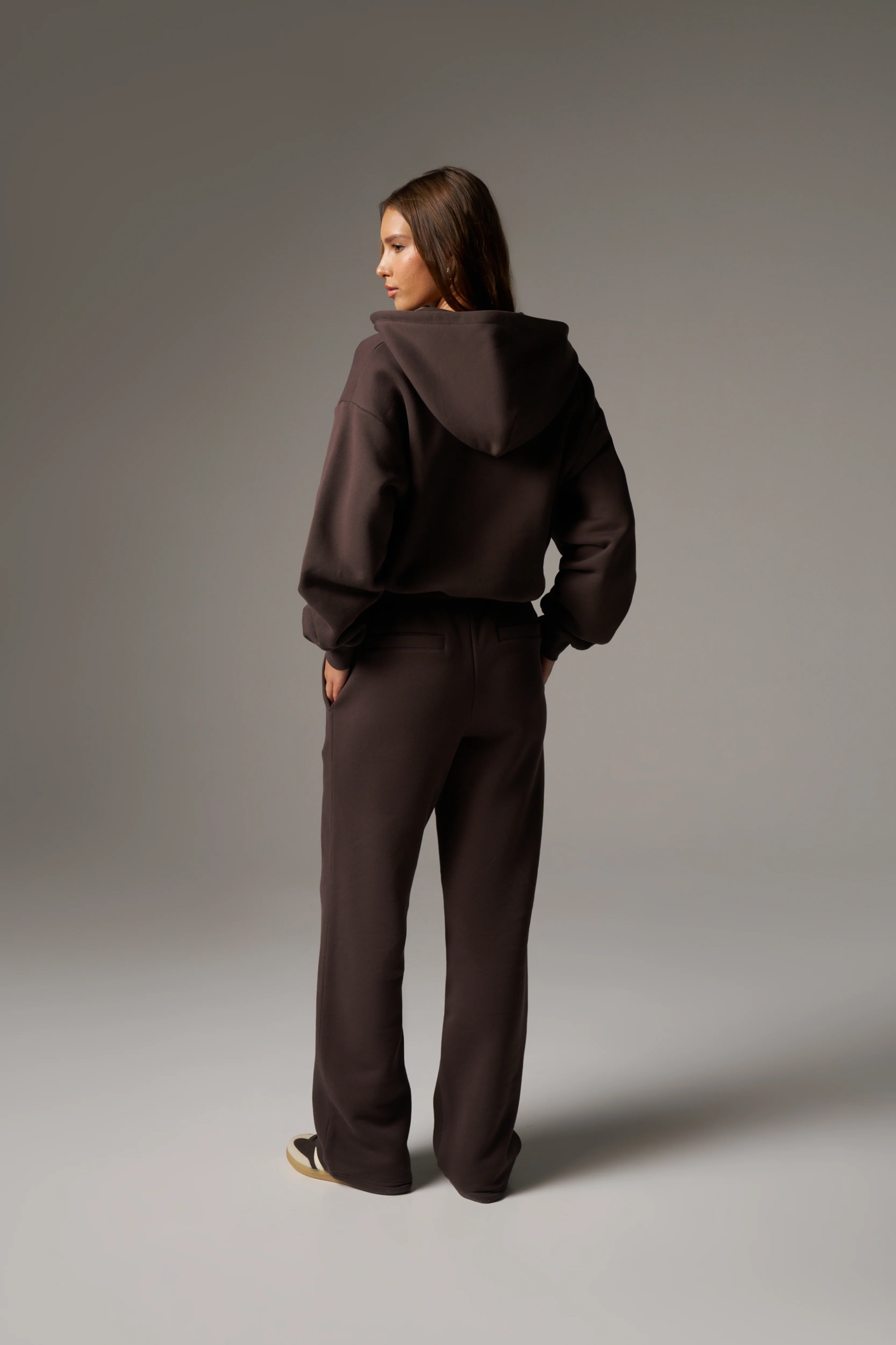 CTRE ZIP THROUGH RELAXED HOODIE - BROWN