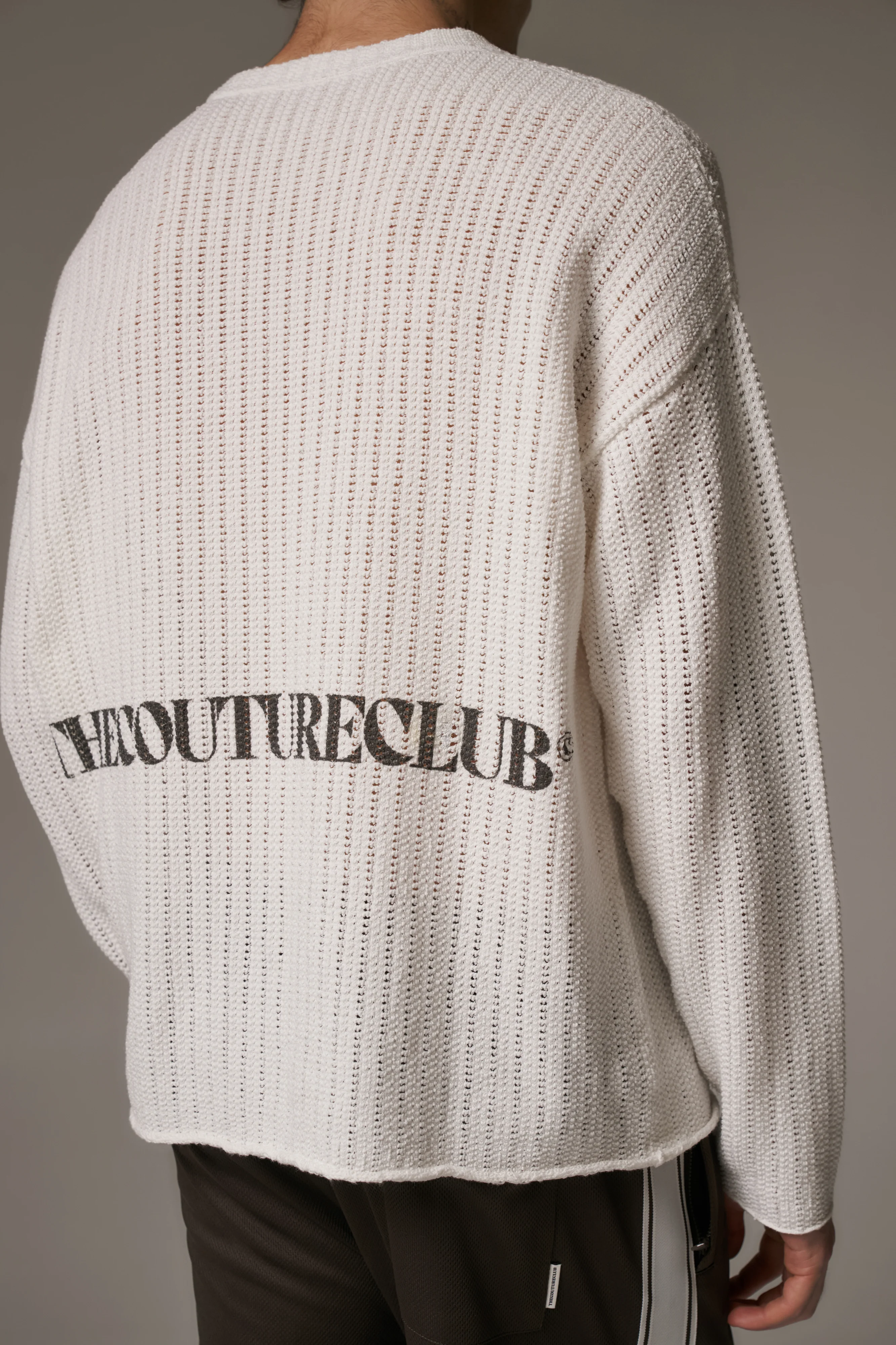 COPYRIGHT CROCHET LONG SLEEVE T-SHIRT - WHITE