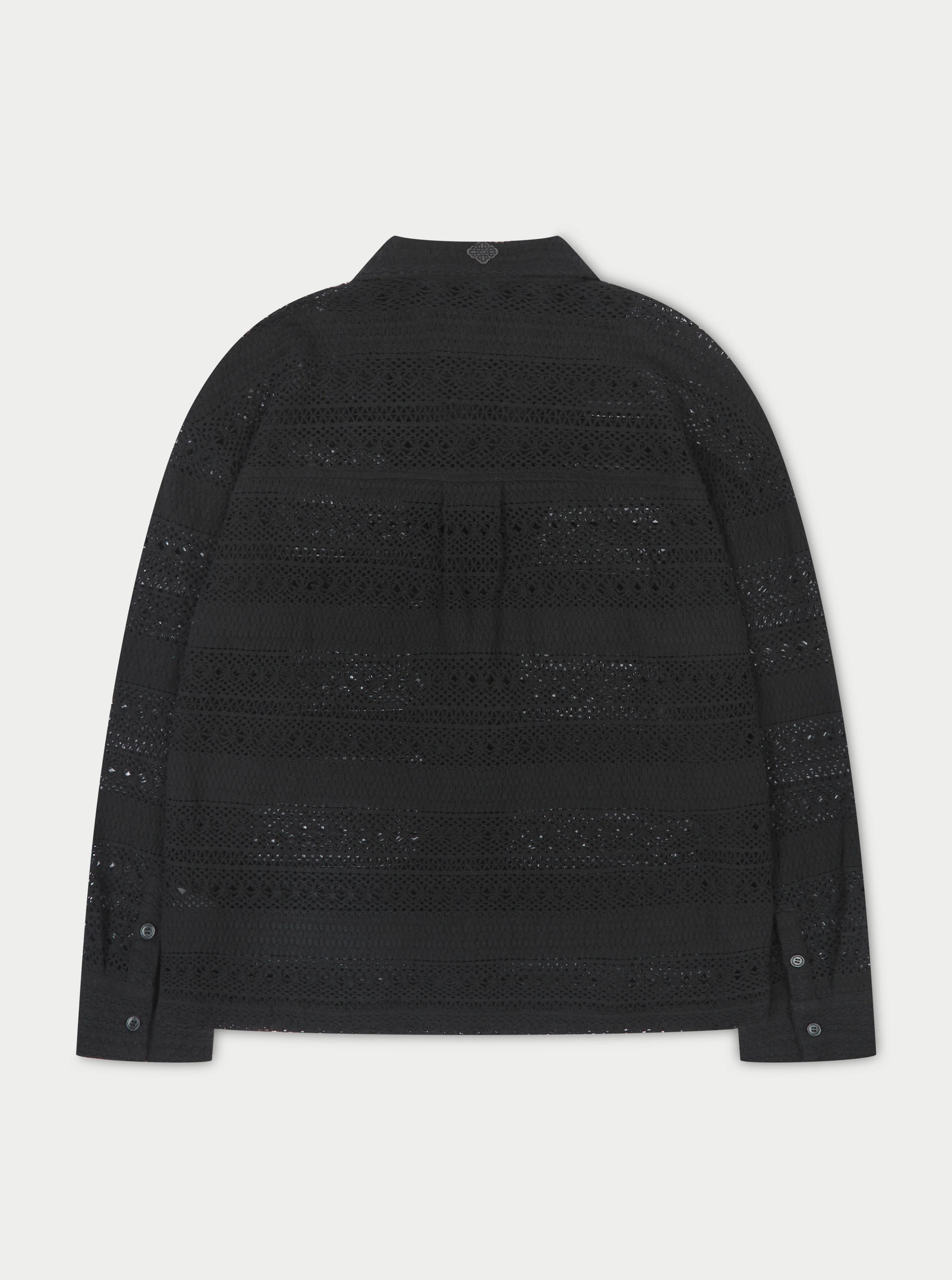TEXTURED CROCHET SHIRT - BLACK