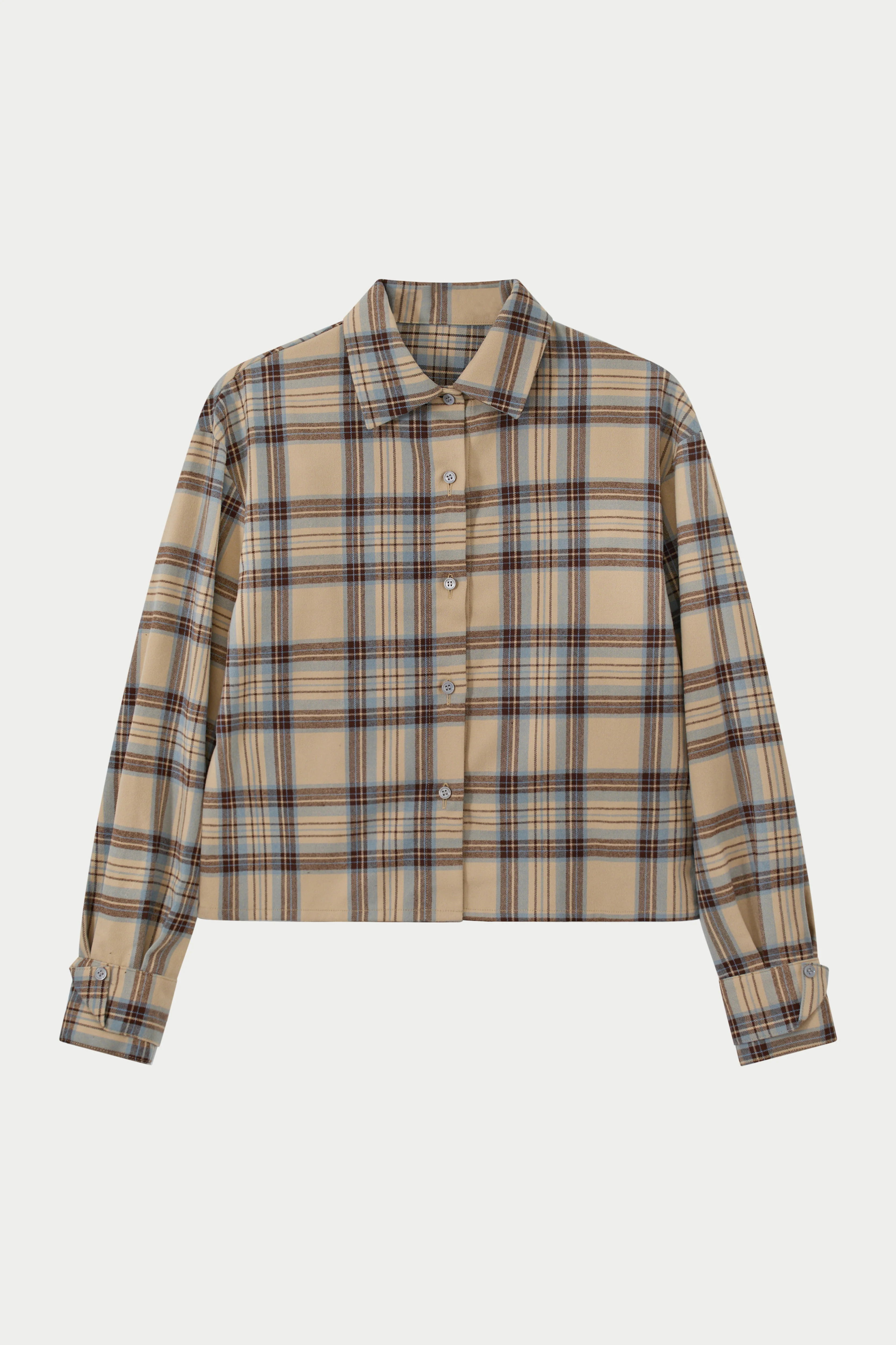 BRUSHED CHECK SHIRT - BEIGE