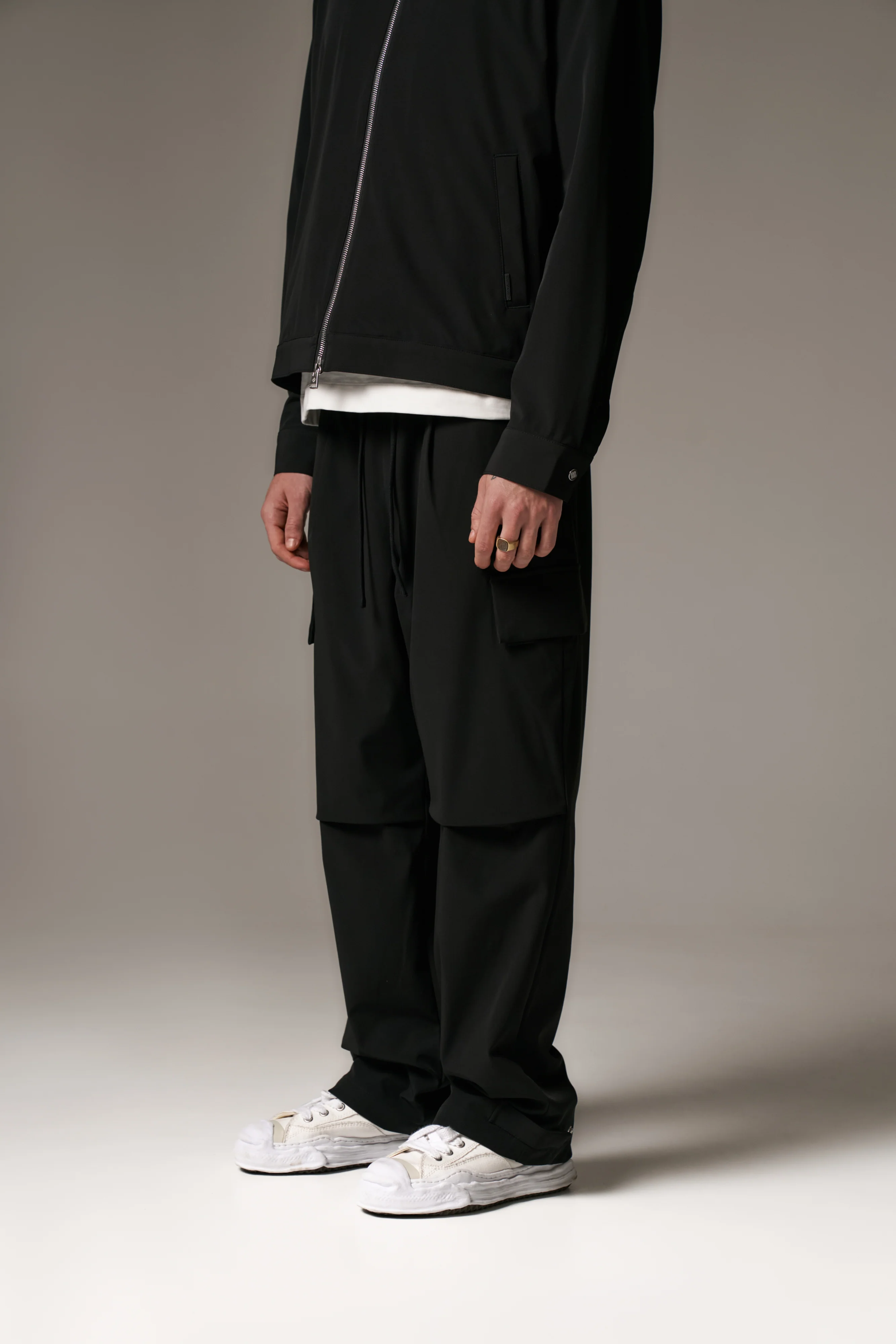 TECHNICAL WIDE LEG TROUSERS - BLACK