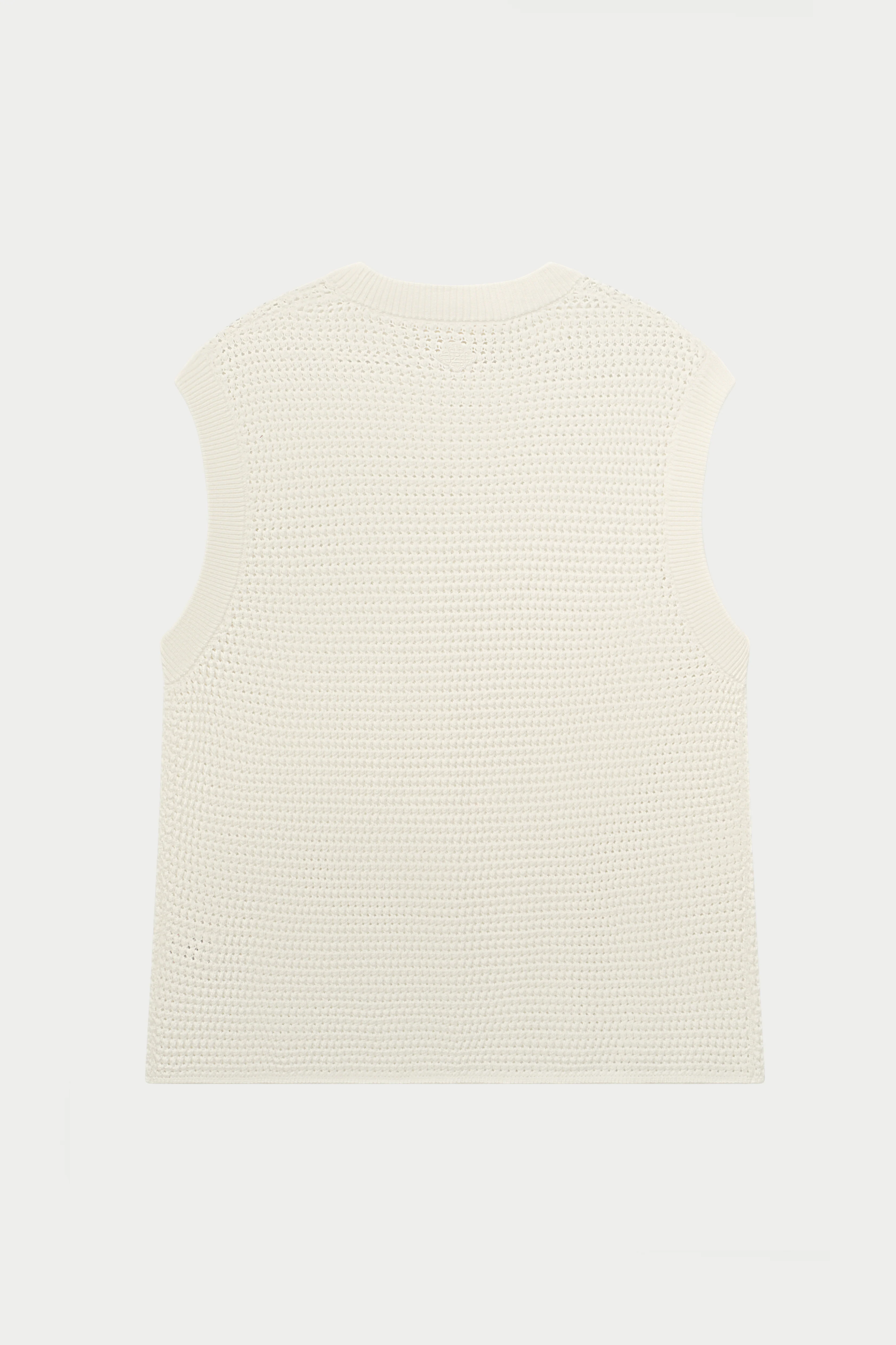 STRIPE CROCHET KNIT VEST - WHITE