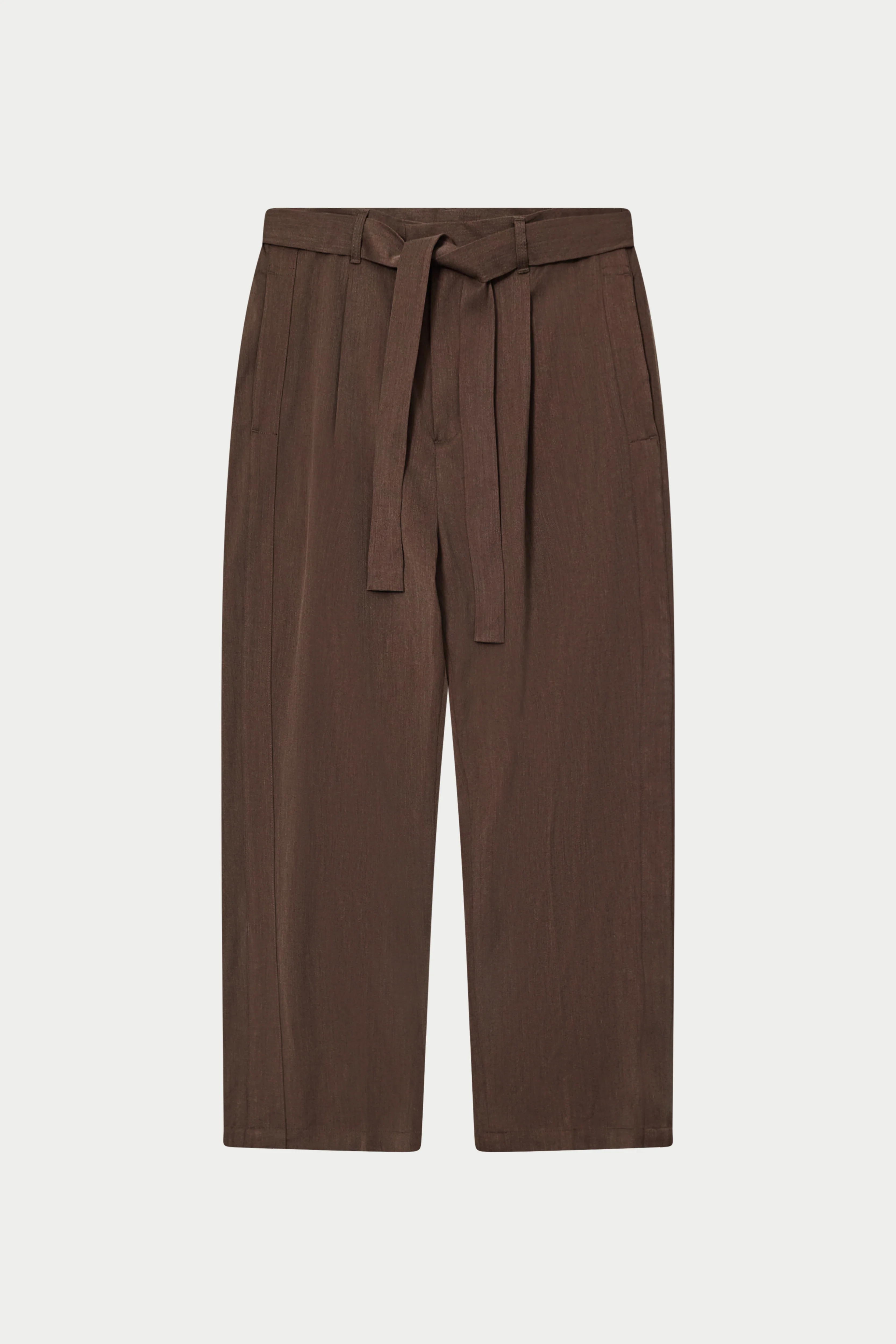 SMART TIE BELTED TROUSERS - BROWN