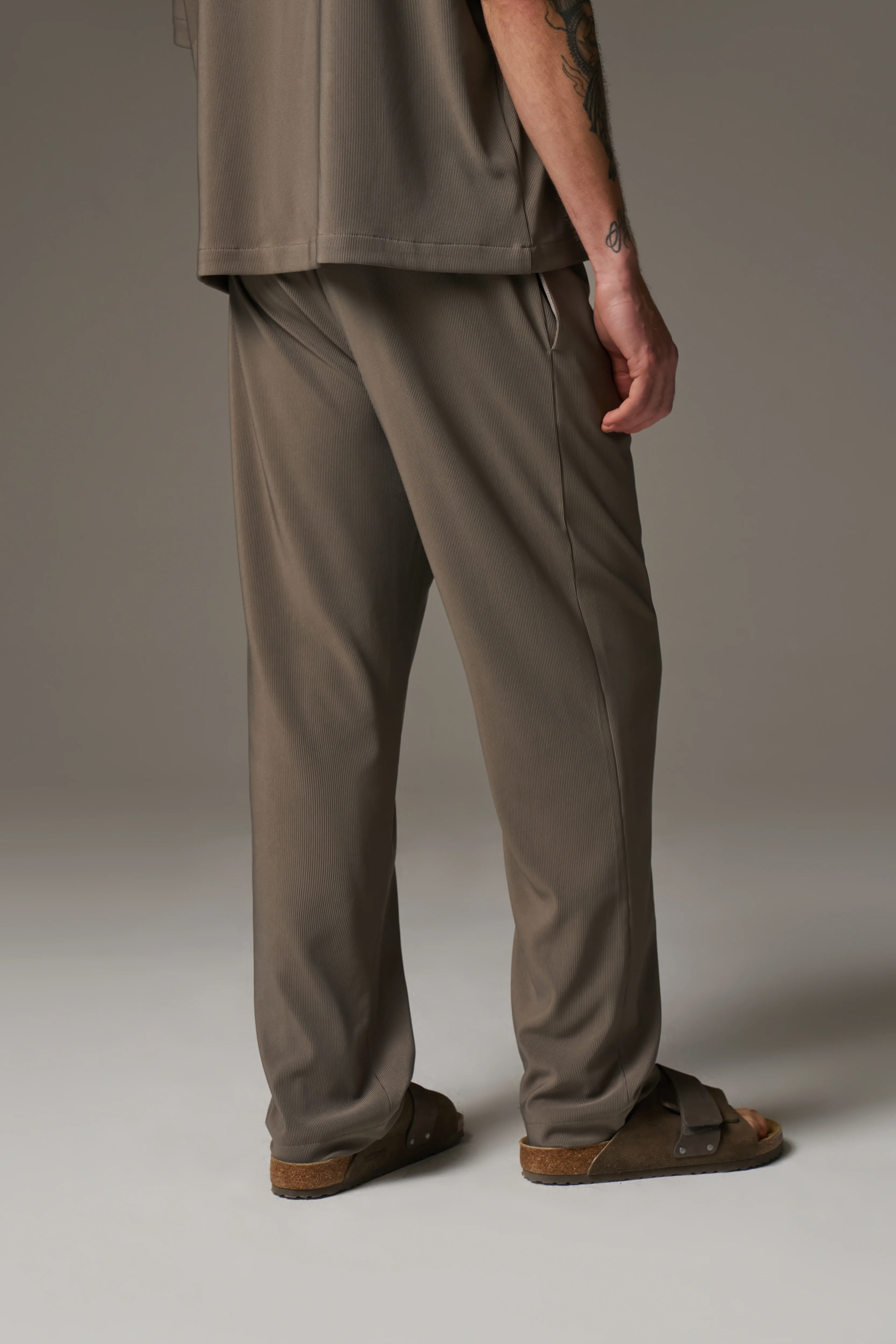 RIBBED TROUSERS - MINK