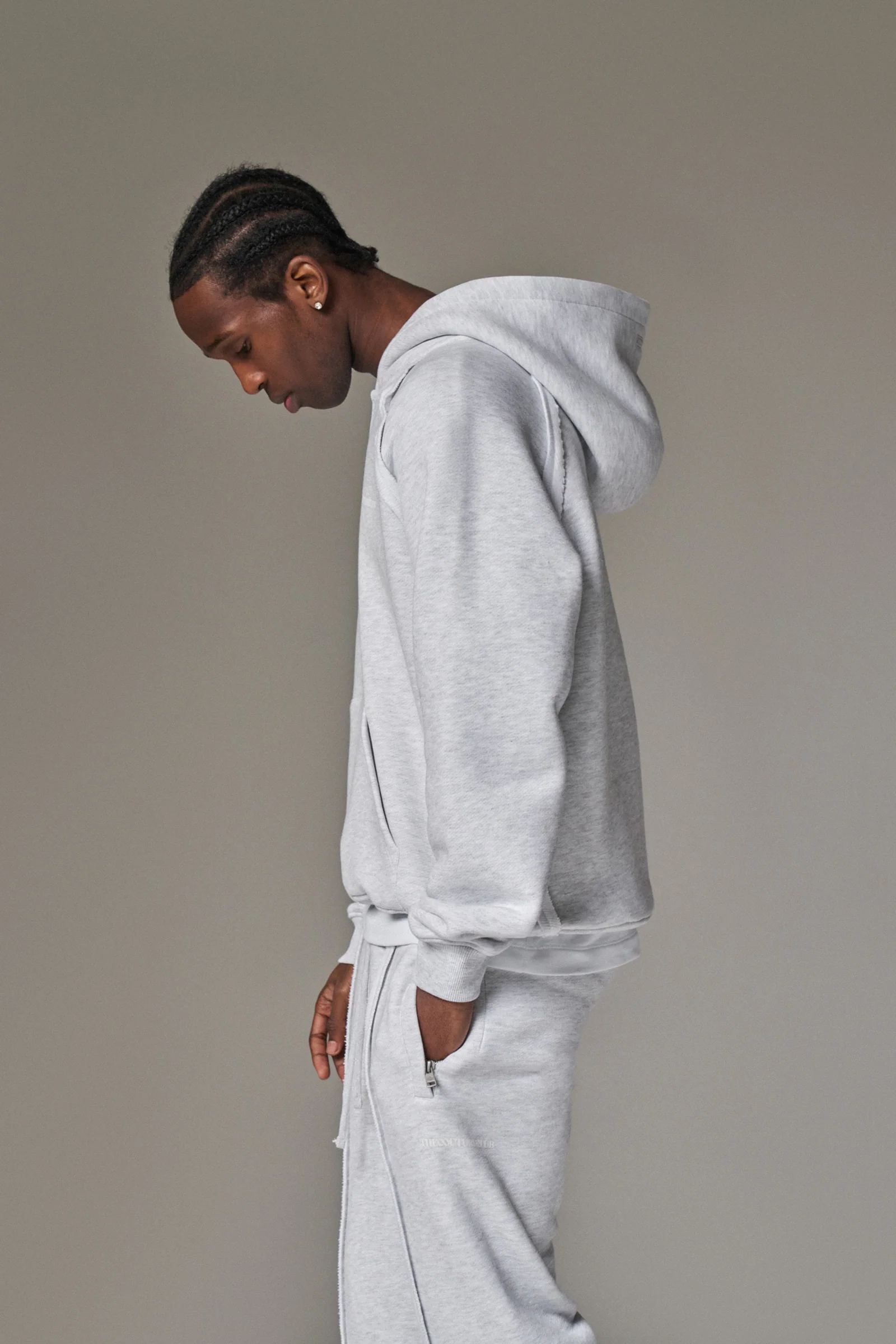 COPYRIGHT QUARTER ZIP HOODIE - GREY MARL