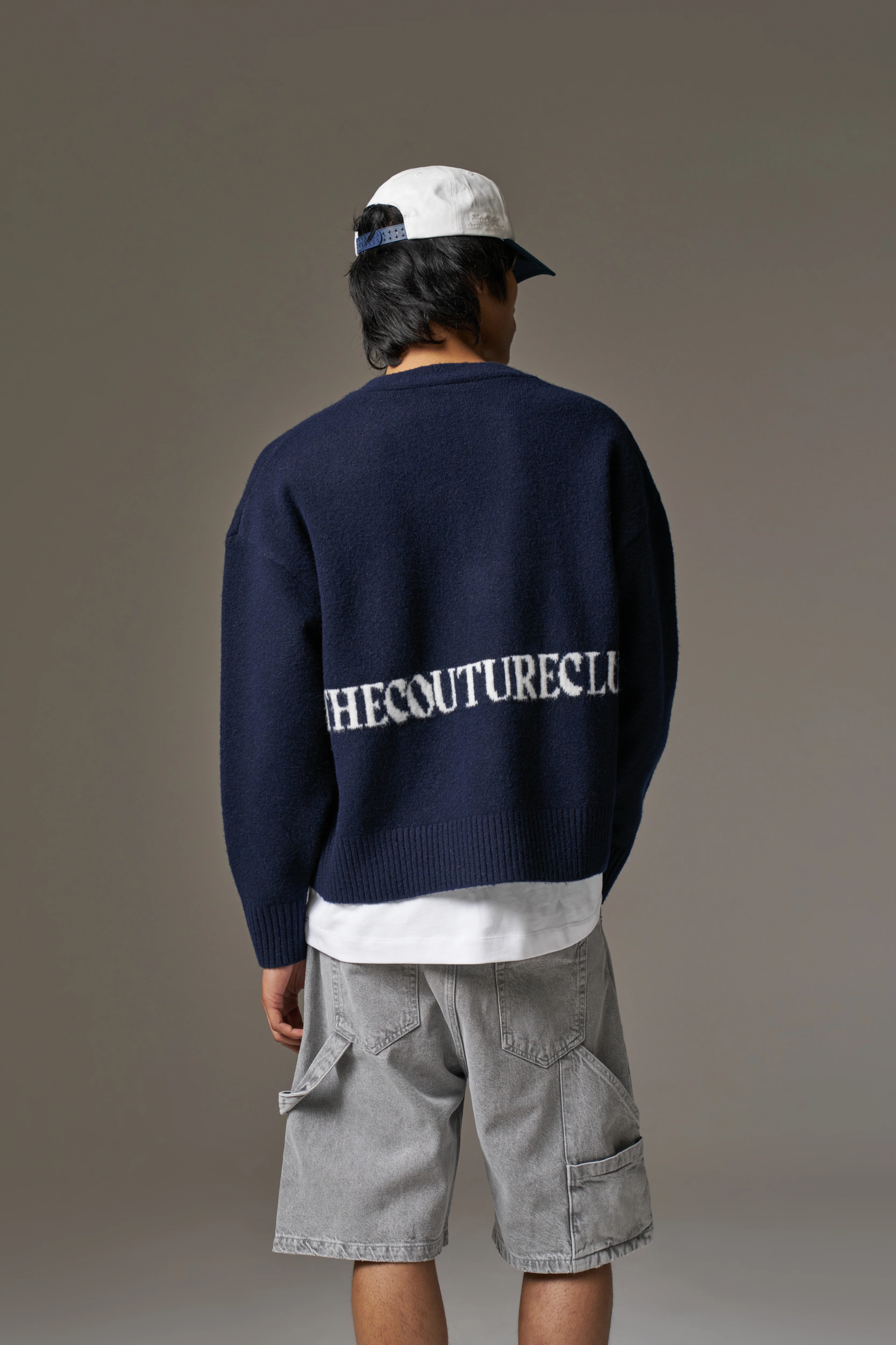 COPYRIGHT BRUSHED KNIT CARDIGAN - NAVY