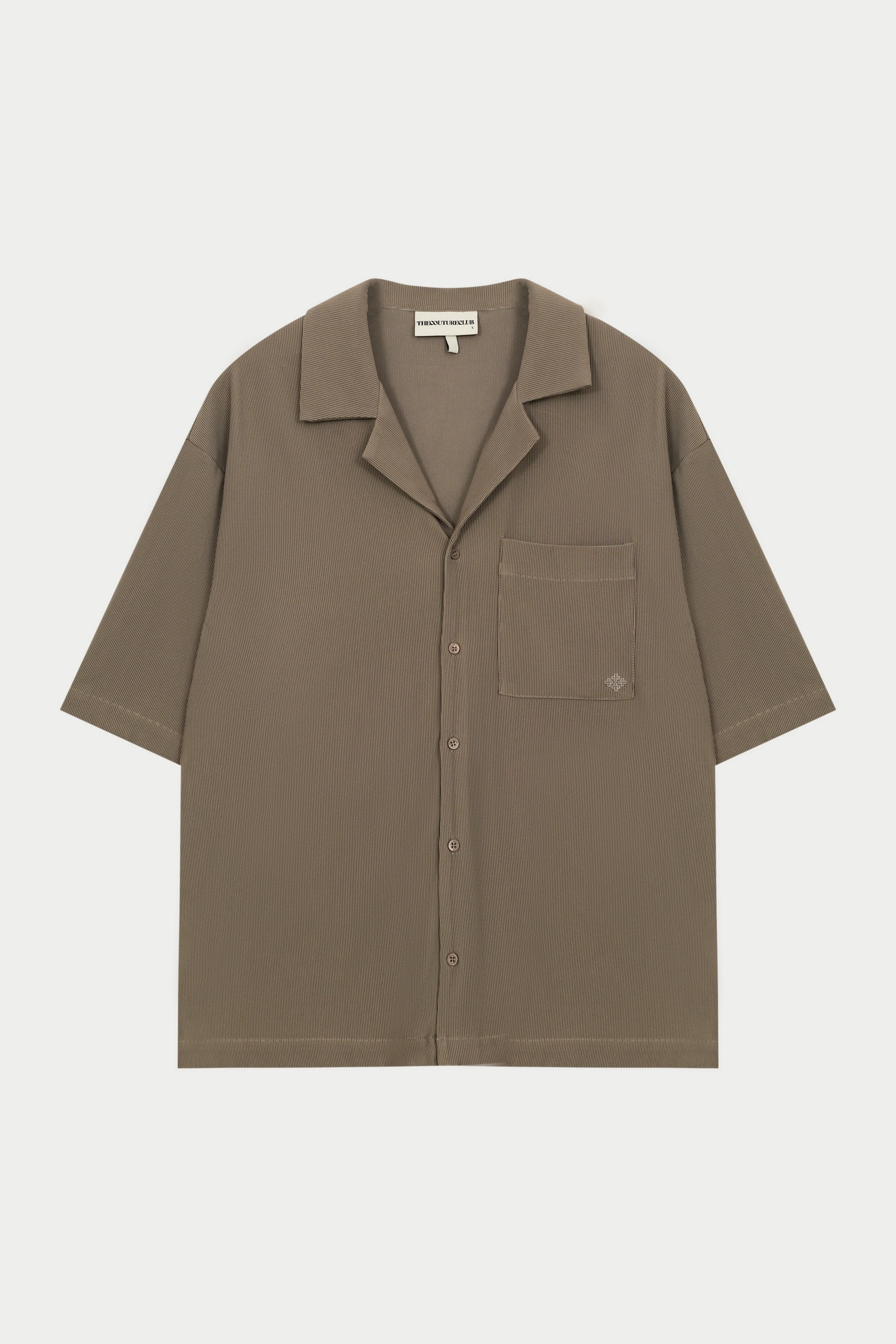 RIB BUTTON THROUGH SHIRT - MINK