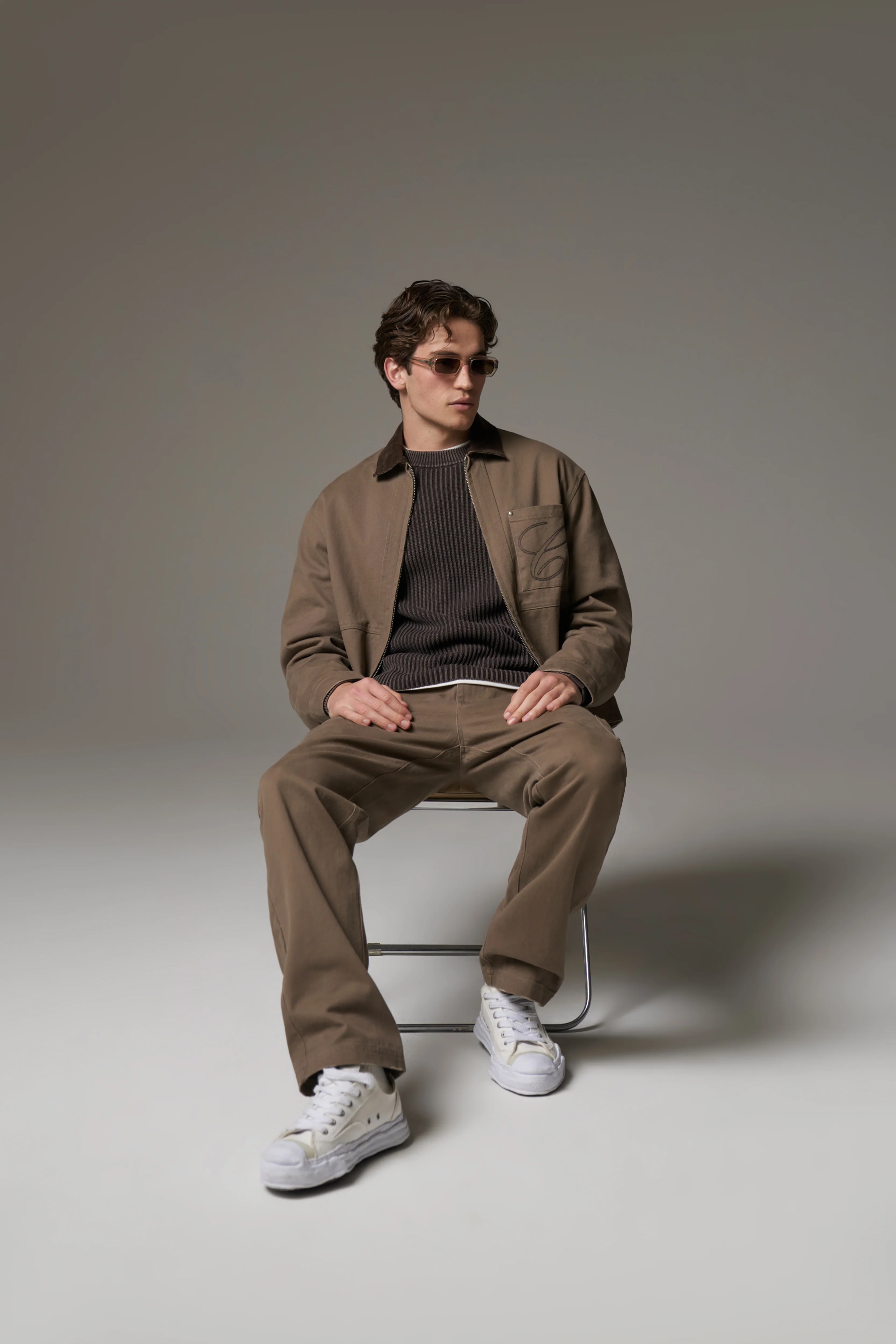 TWILL DOUBLE PATCH TROUSER - WASHED BROWN