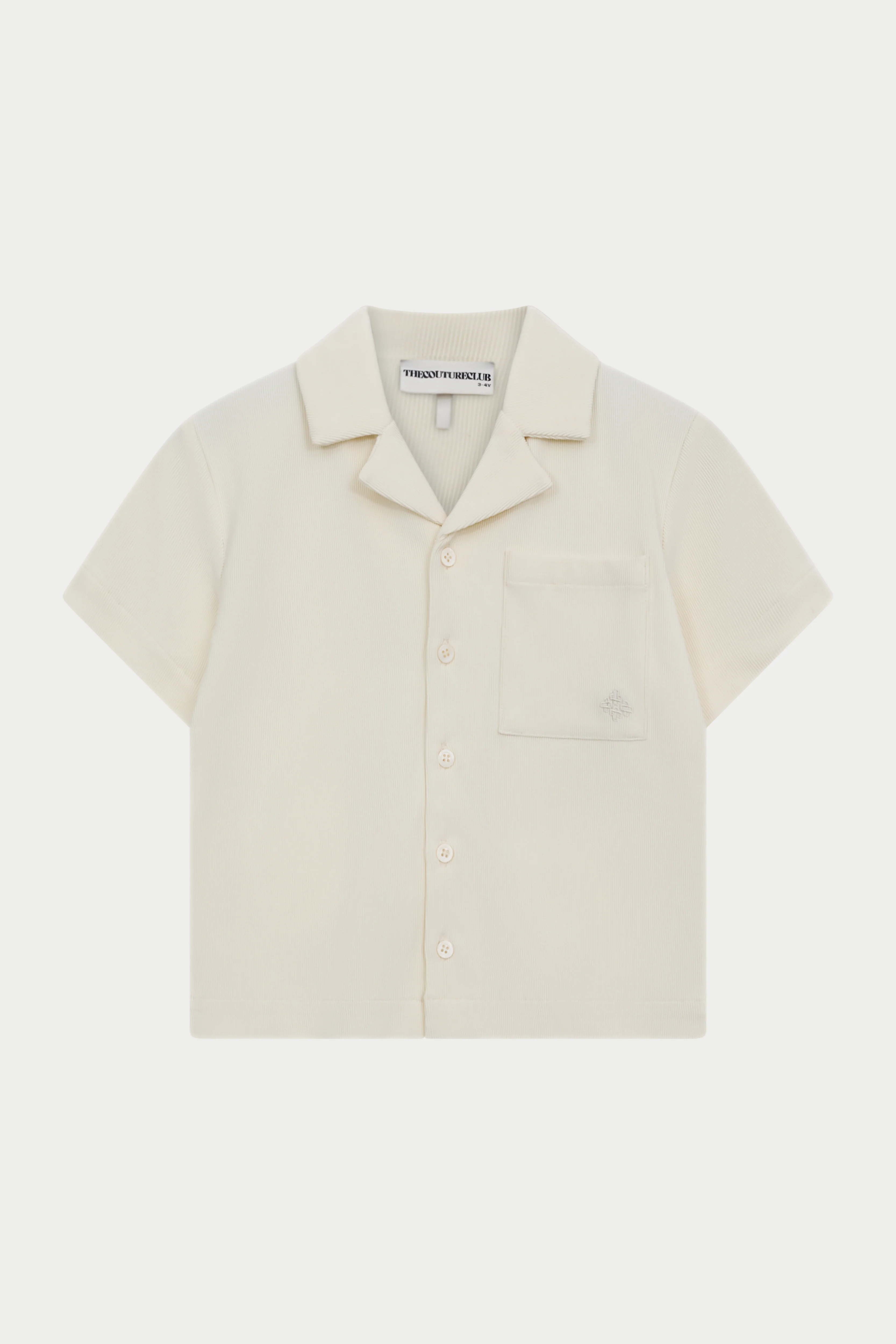 KIDS RIB BUTTON THROUGH SHIRT - STONE