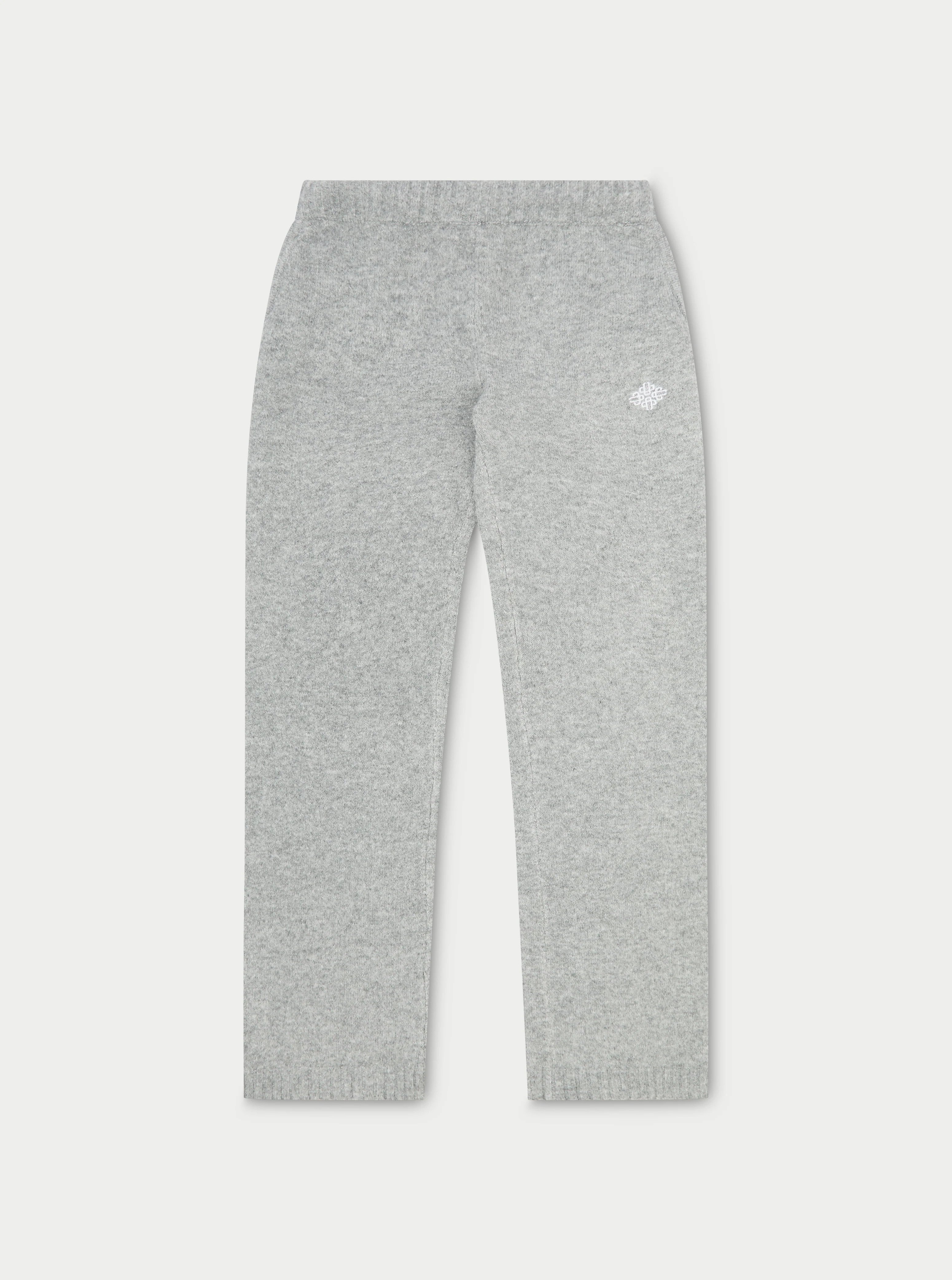 FLUFFY KNIT EMBLEM EMBROIDERED JOGGER - GREY MARL