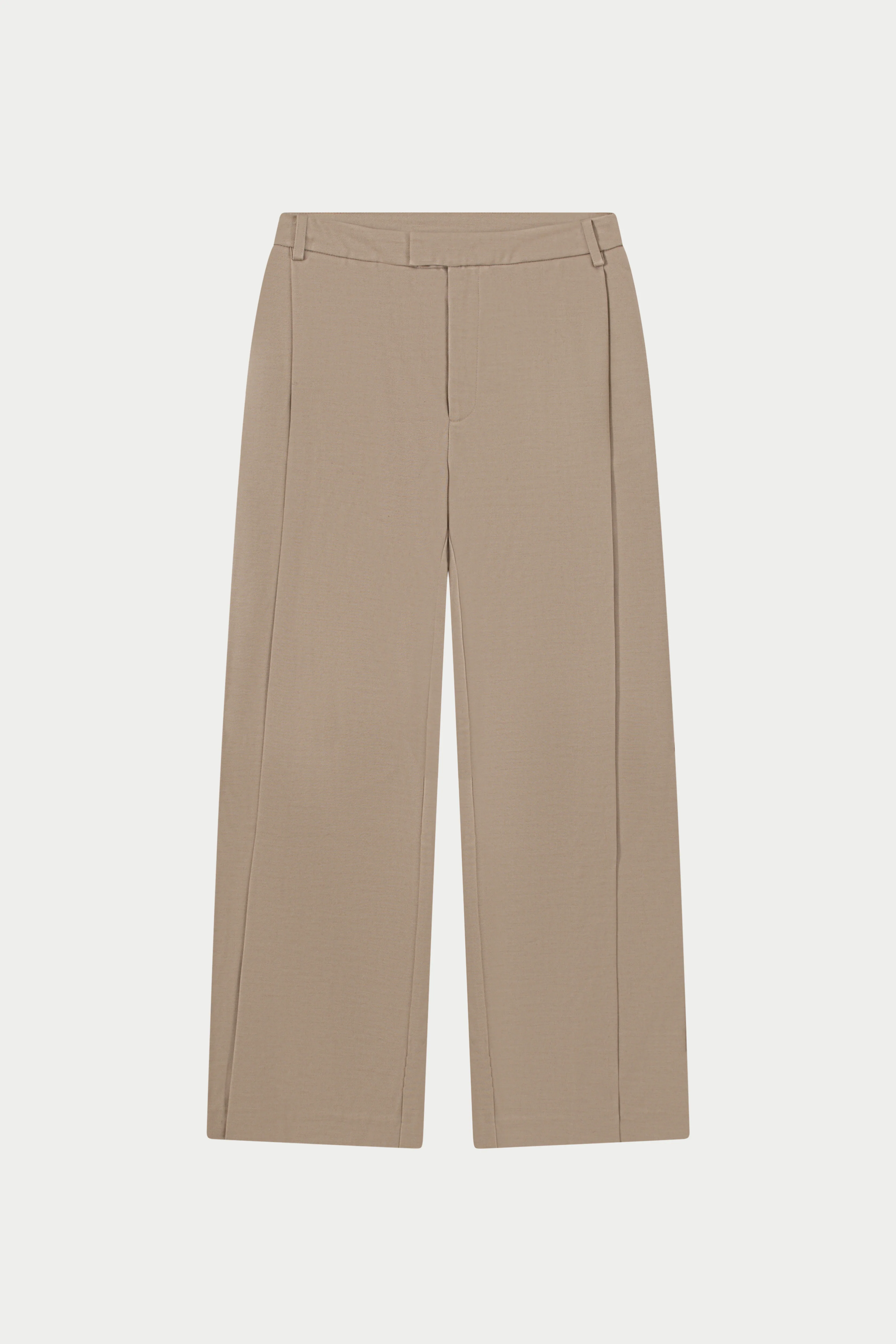 SIDE PLEAT WIDE LEG TAILORED TROUSERS - BEIGE