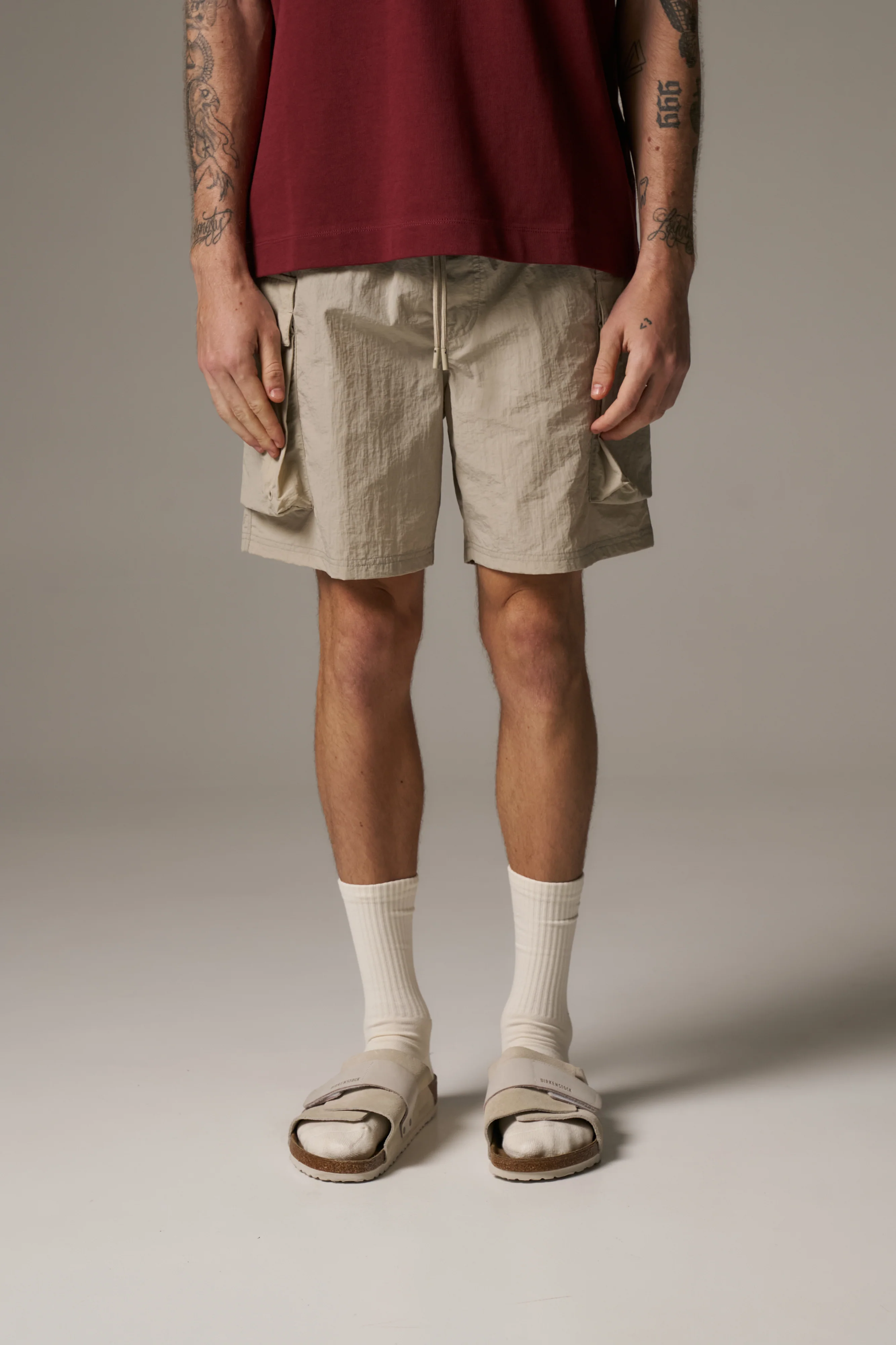 CARGO POCKET SWIM SHORTS - BEIGE