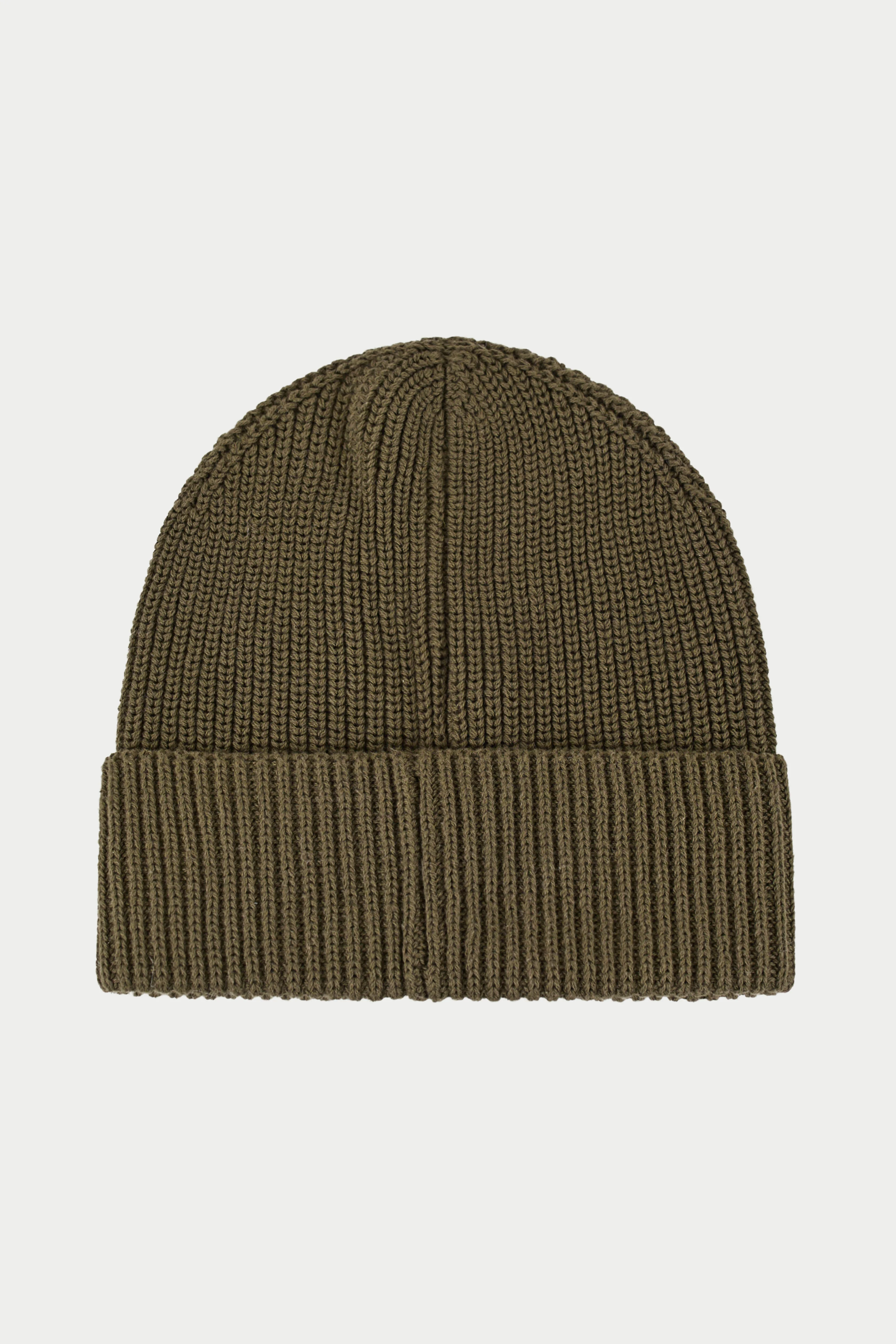RIBBED EMBLEM BEANIE - KHAKI