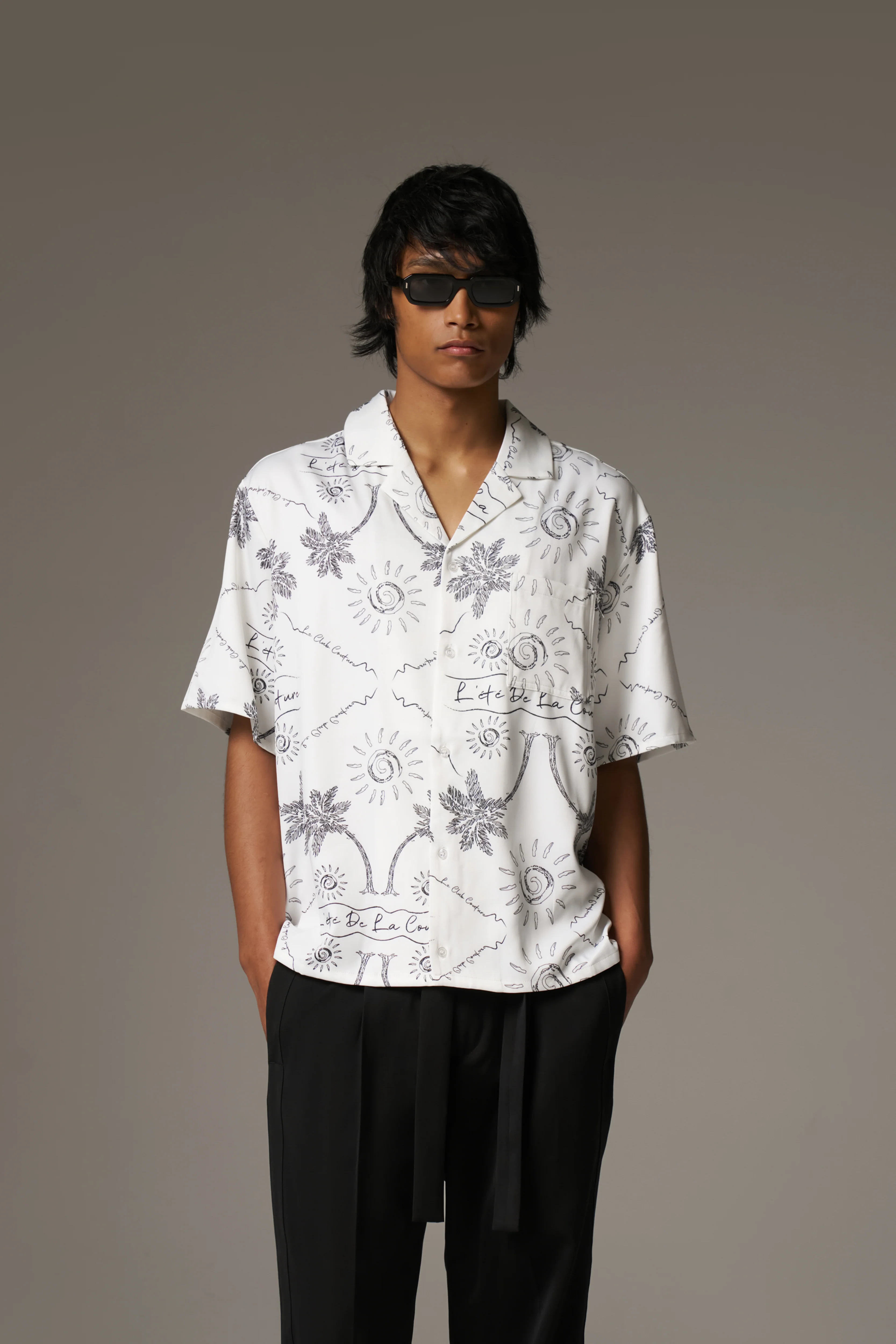 PALM PRINT SHIRT - WHITE