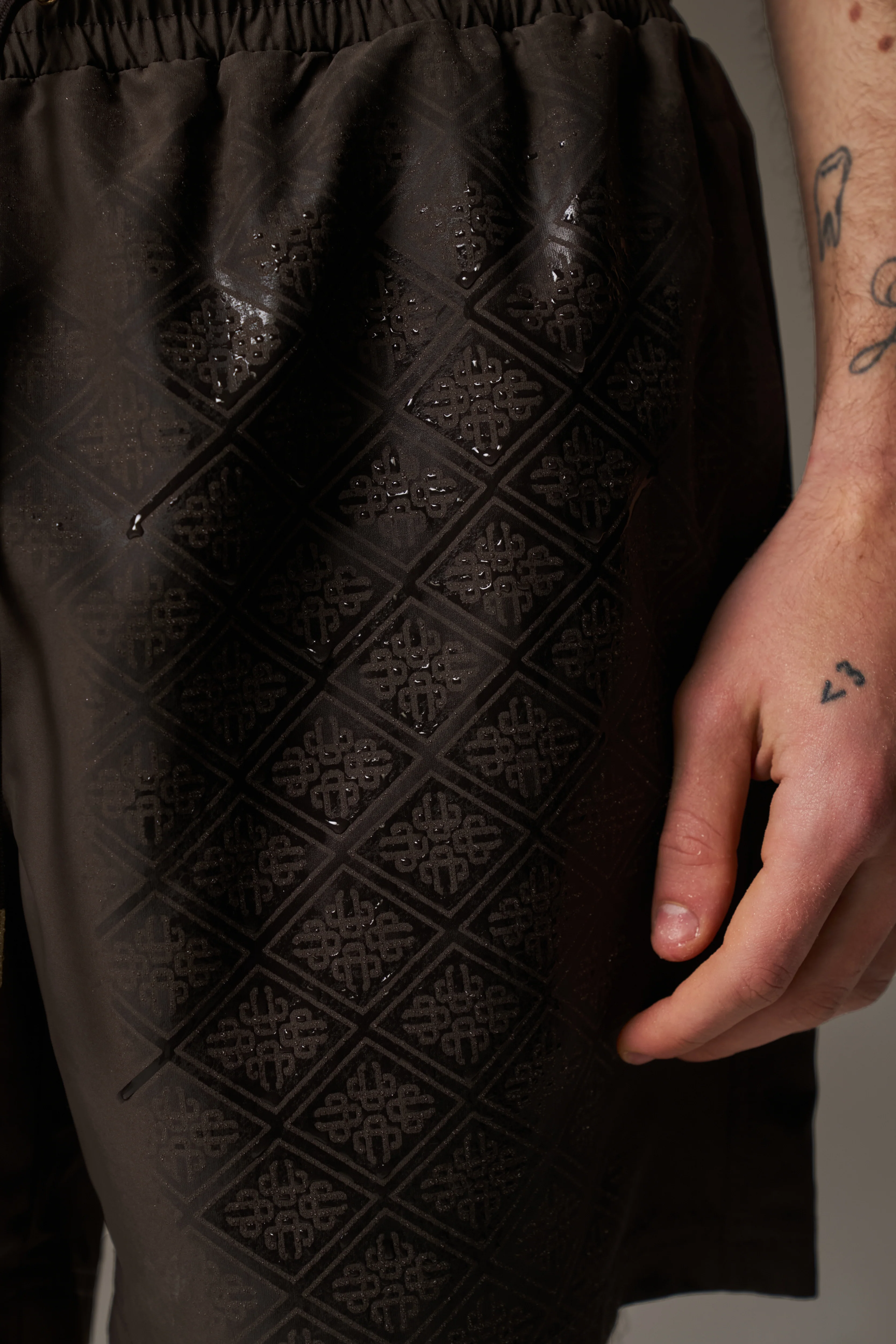 WATER REACTIVE EMBLEM SWIM SHORT - BROWN