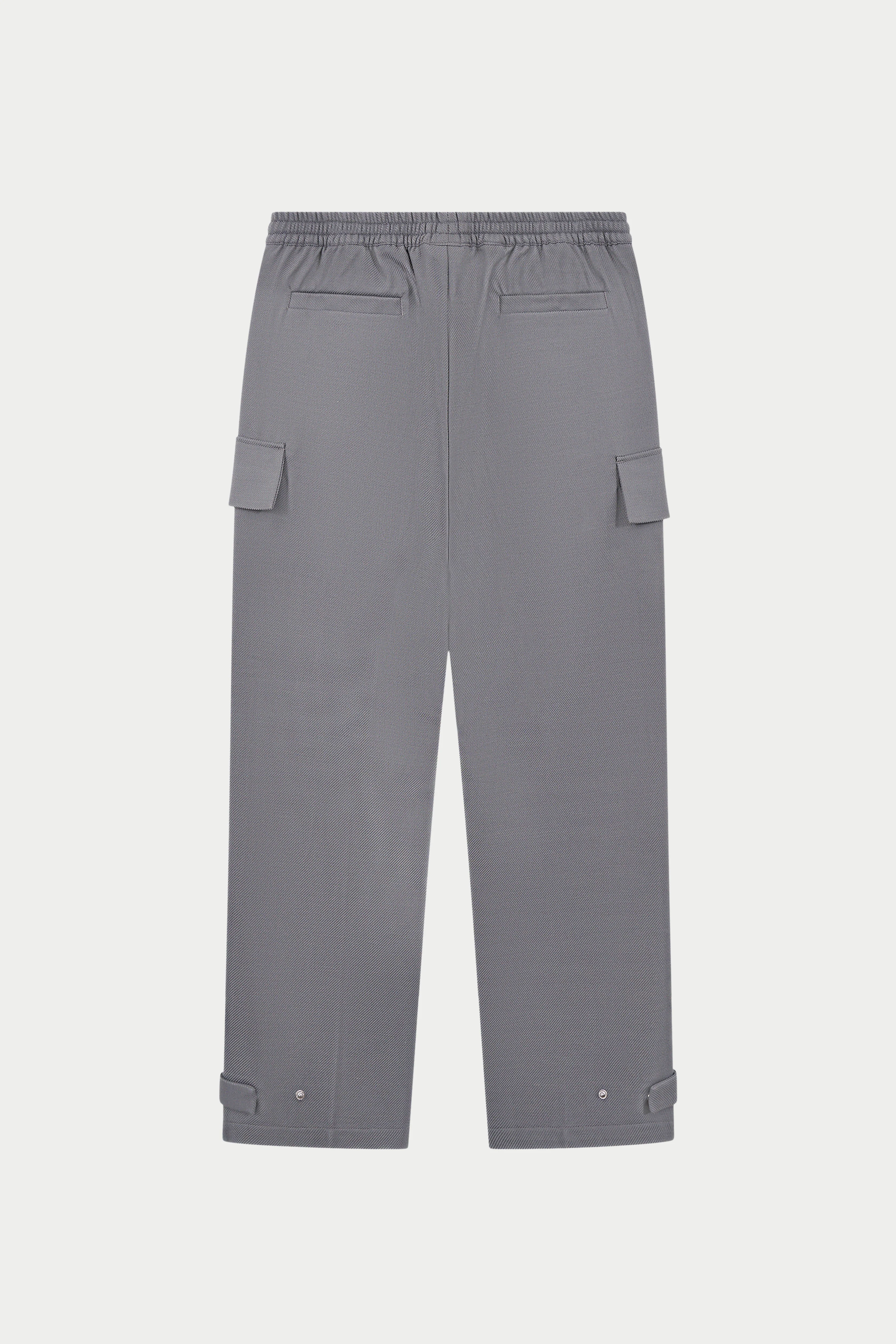 PLEATED WIDE LEG WOOL BLEND TROUSERS - GREY