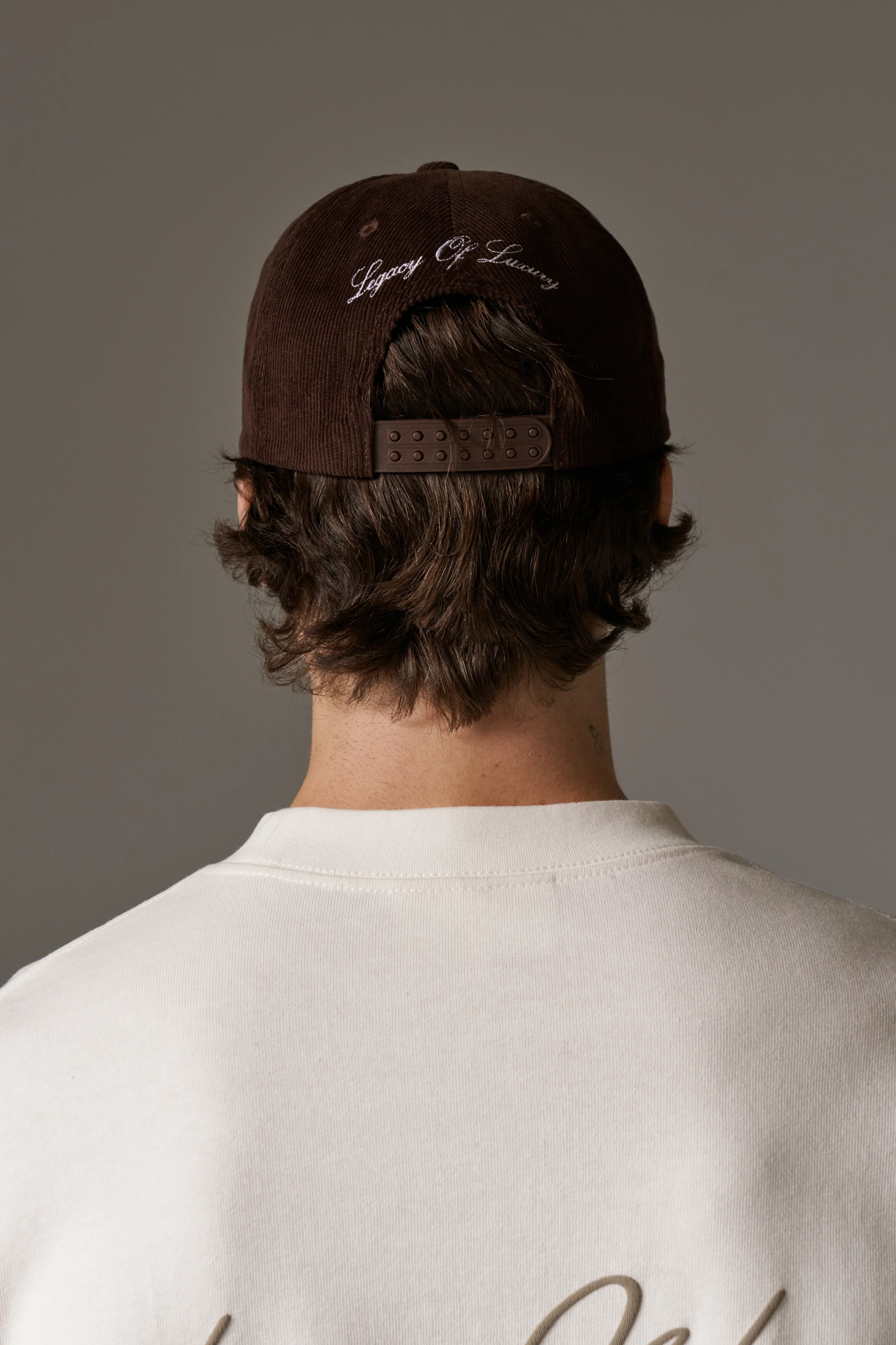 MONOGRAM EMBLEM CORD CAP - BROWN