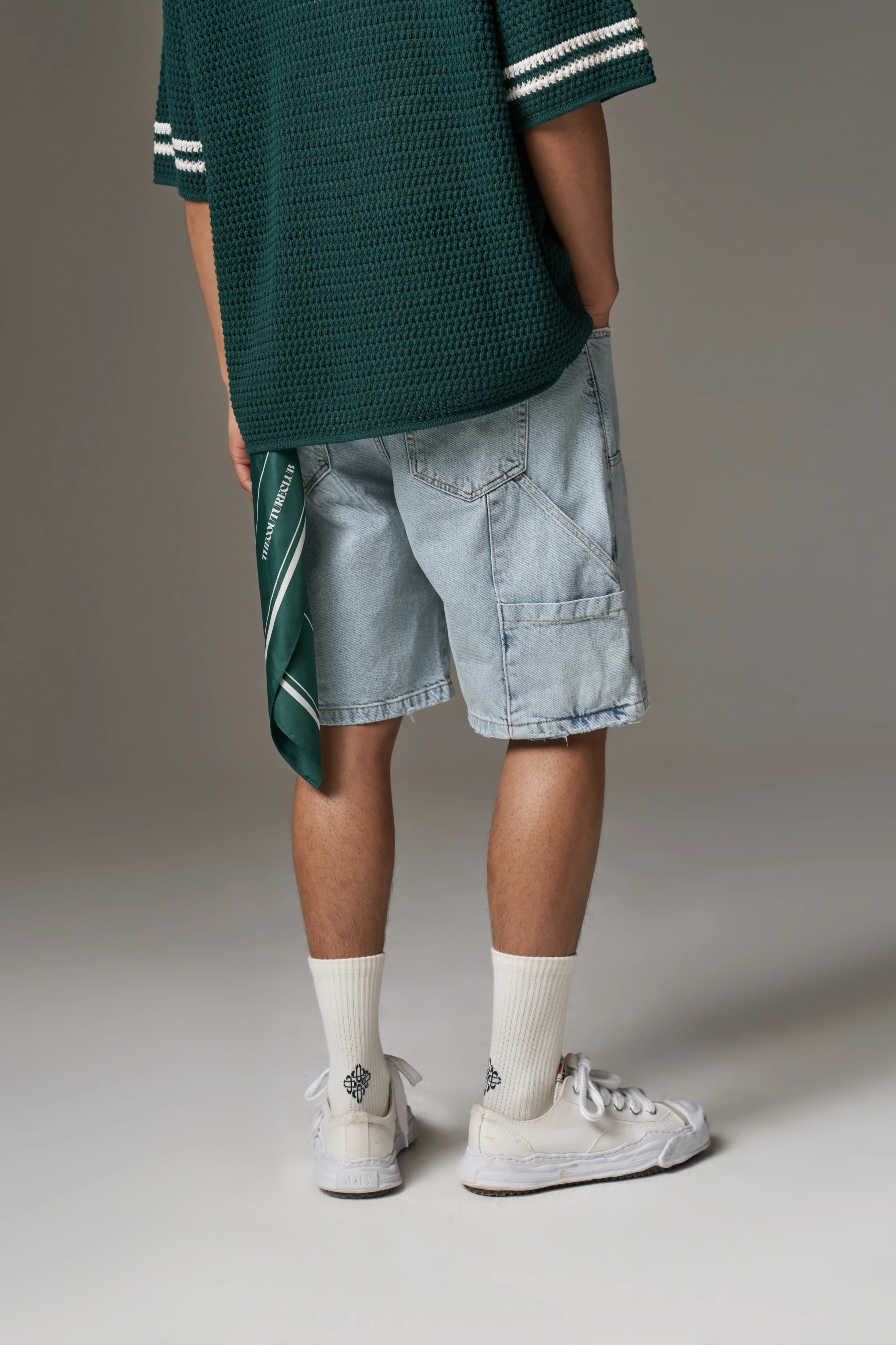 DENIM CARPENTER SHORTS - BLUE WASH