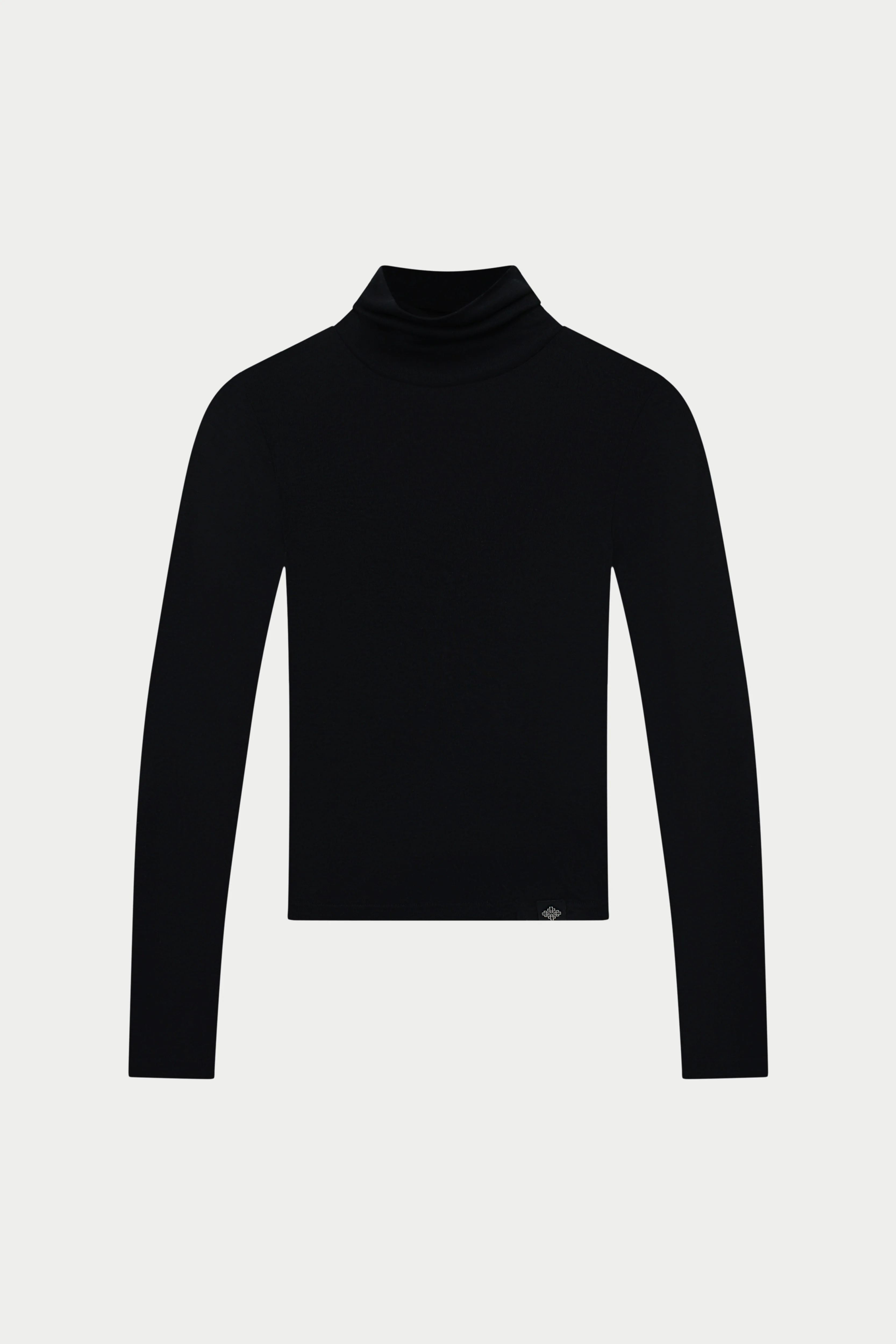 LIGHTWEIGHT ROLL NECK TOP - BLACK