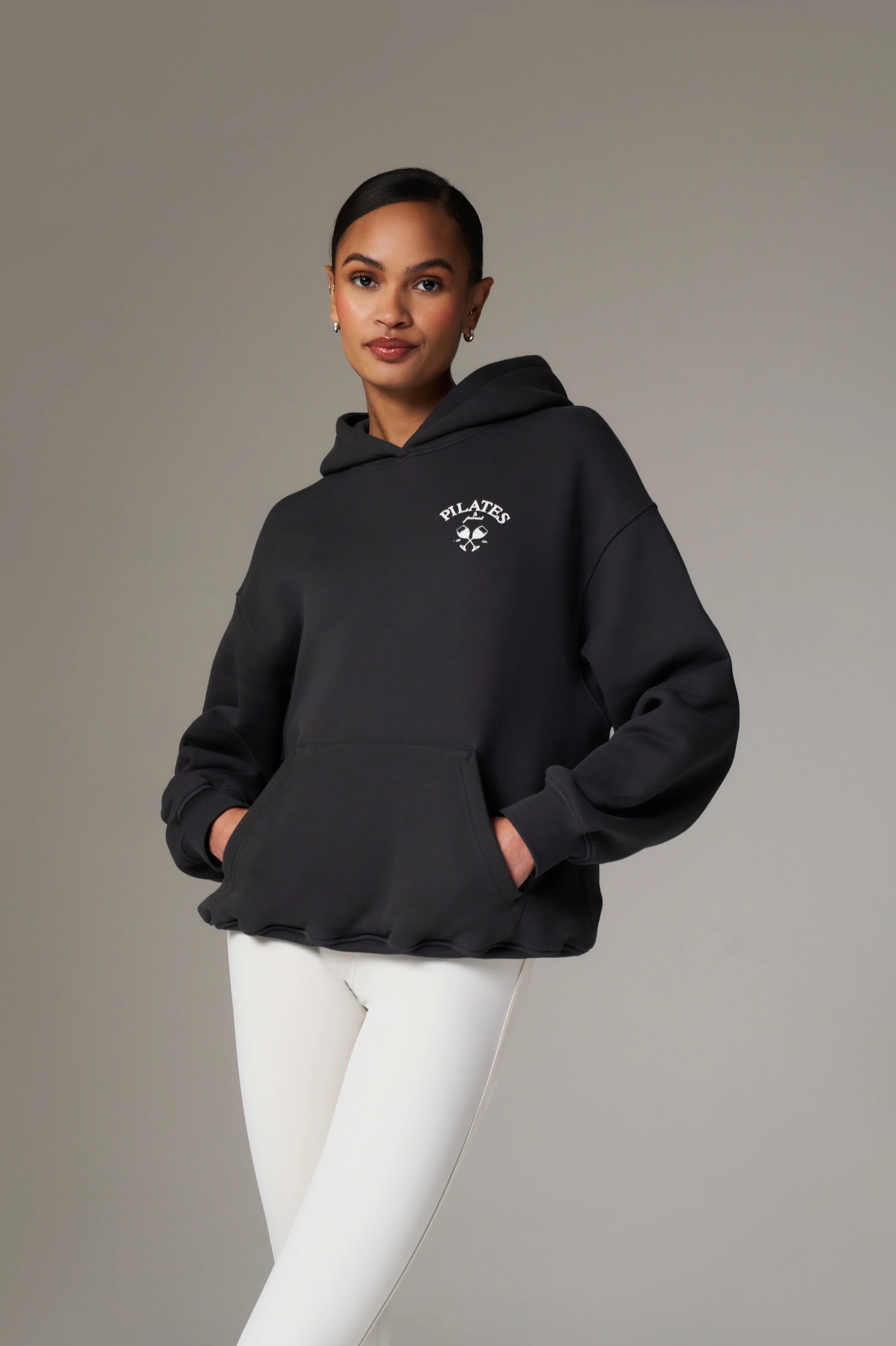 PILATES & PINOT OVERSIZED HOODIE - MIDNIGHT GREY