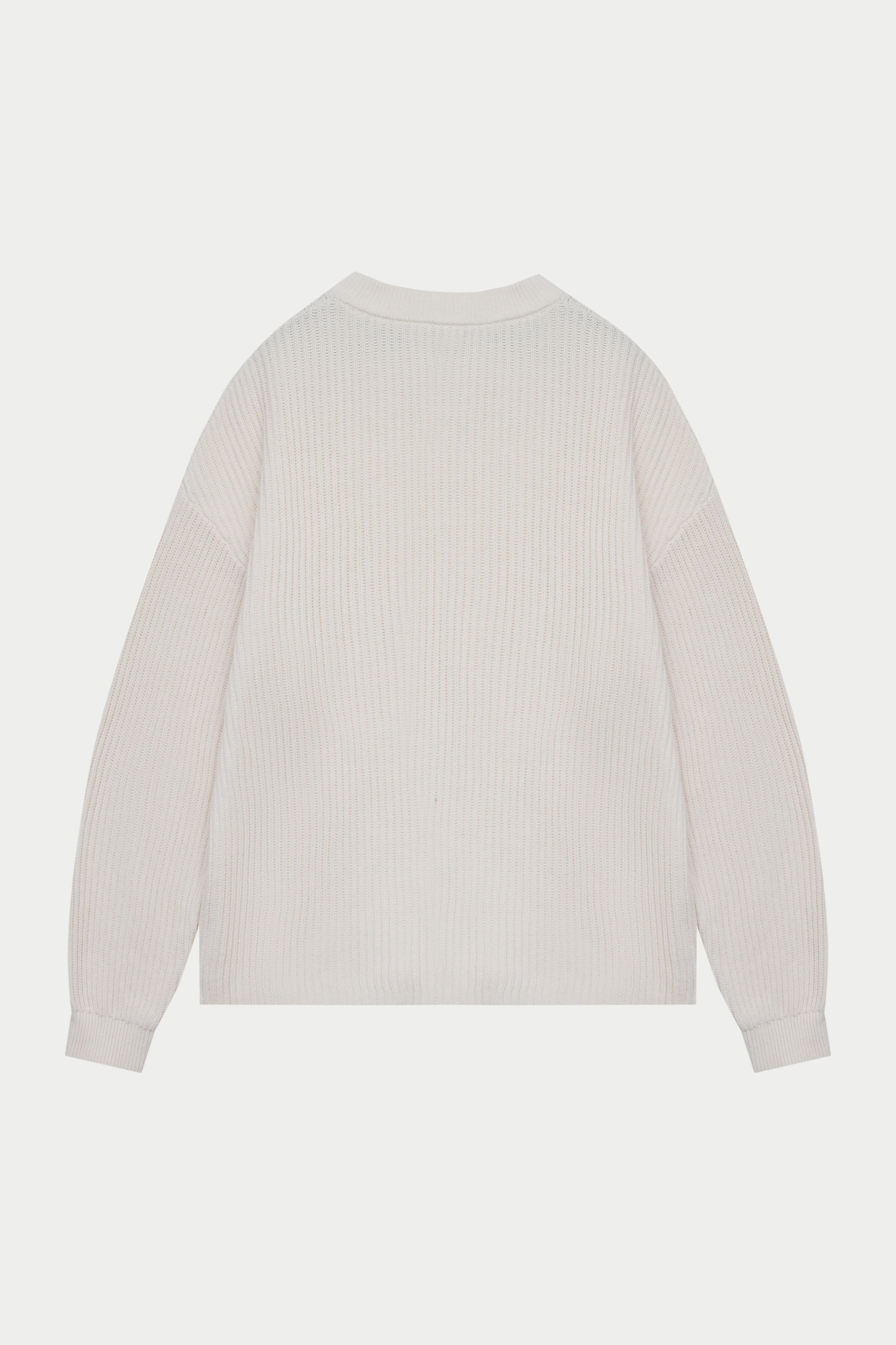 HEAVY WASHED RIBBED KNIT CREW - STONE