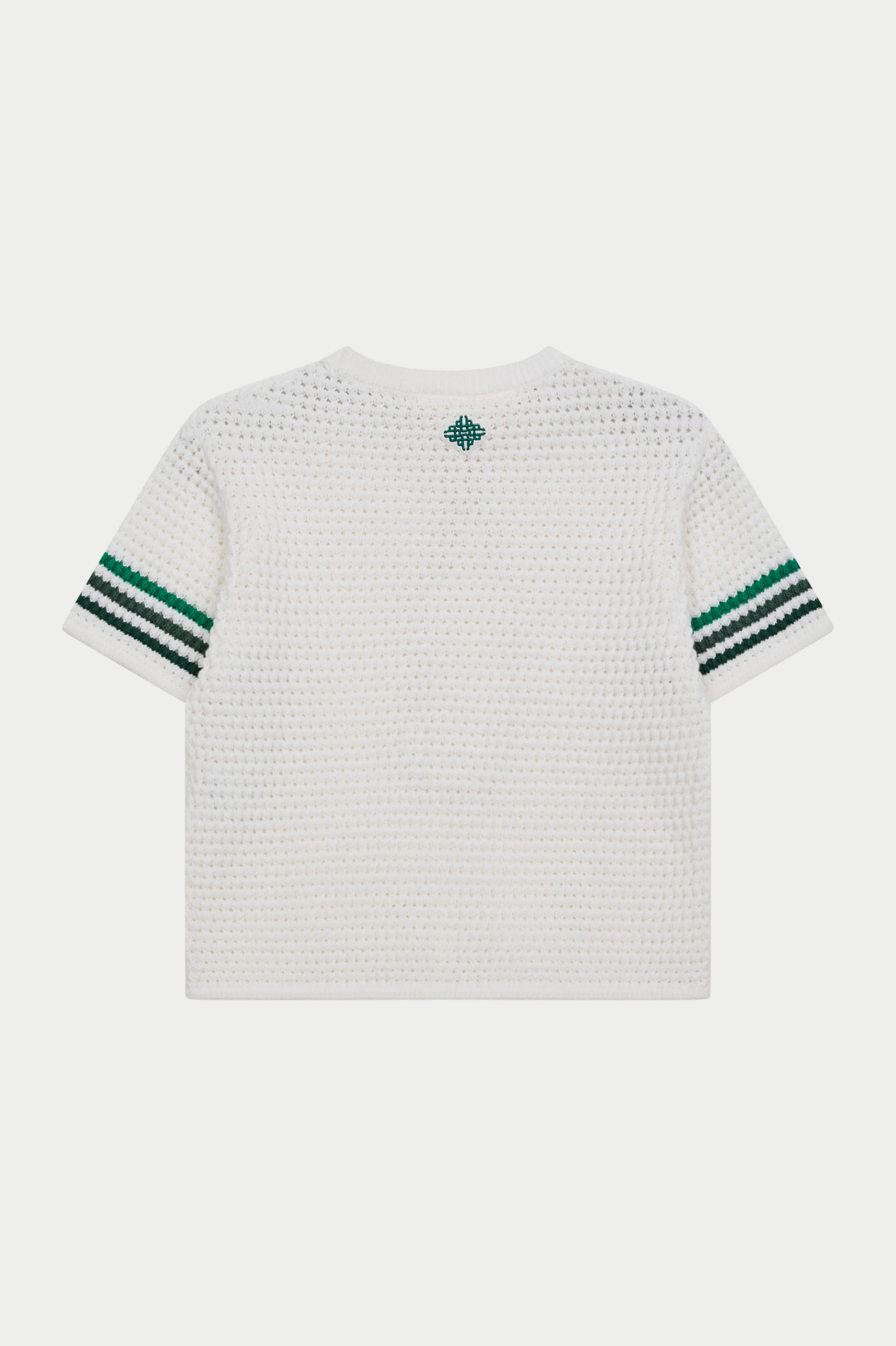 JUNIOR STRIPE CROCHET KNIT T-SHIRT - WHITE